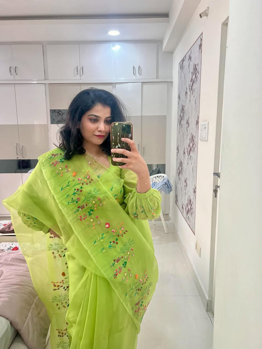 Kasturi Surbhi Silk Organza sari