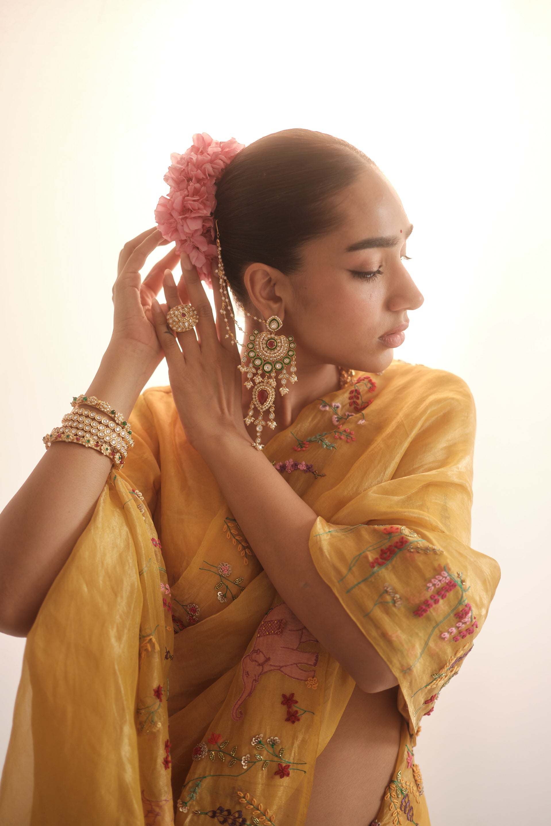 Sunehri Silk Tissue Sari
