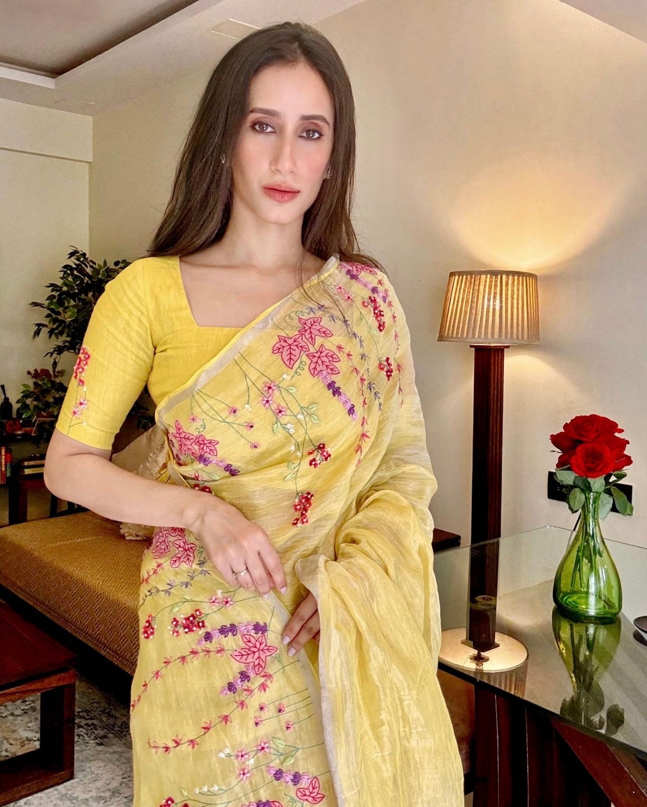 Amal Zari Linen Sari