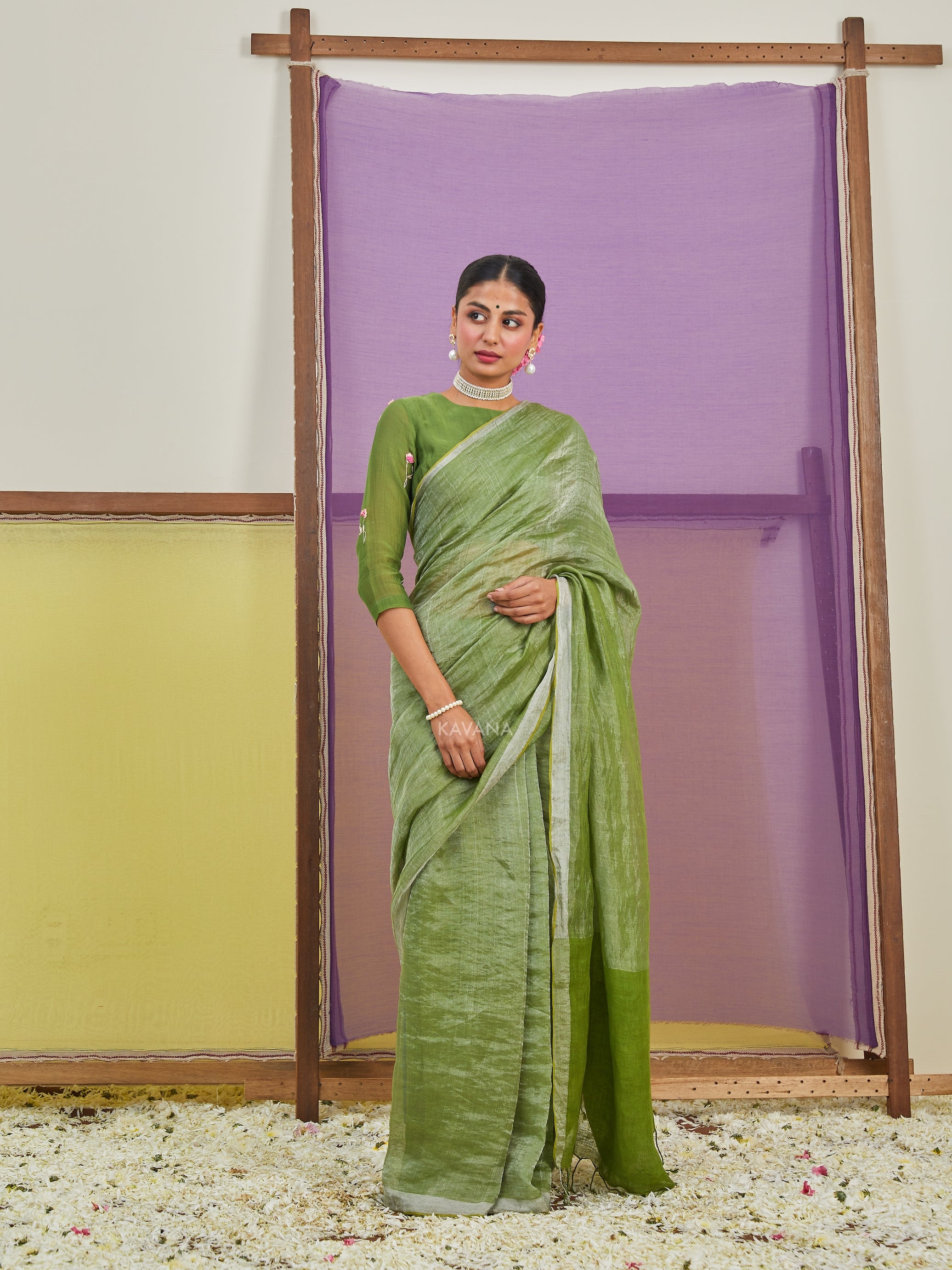 Fiddah Zari Linen Sari