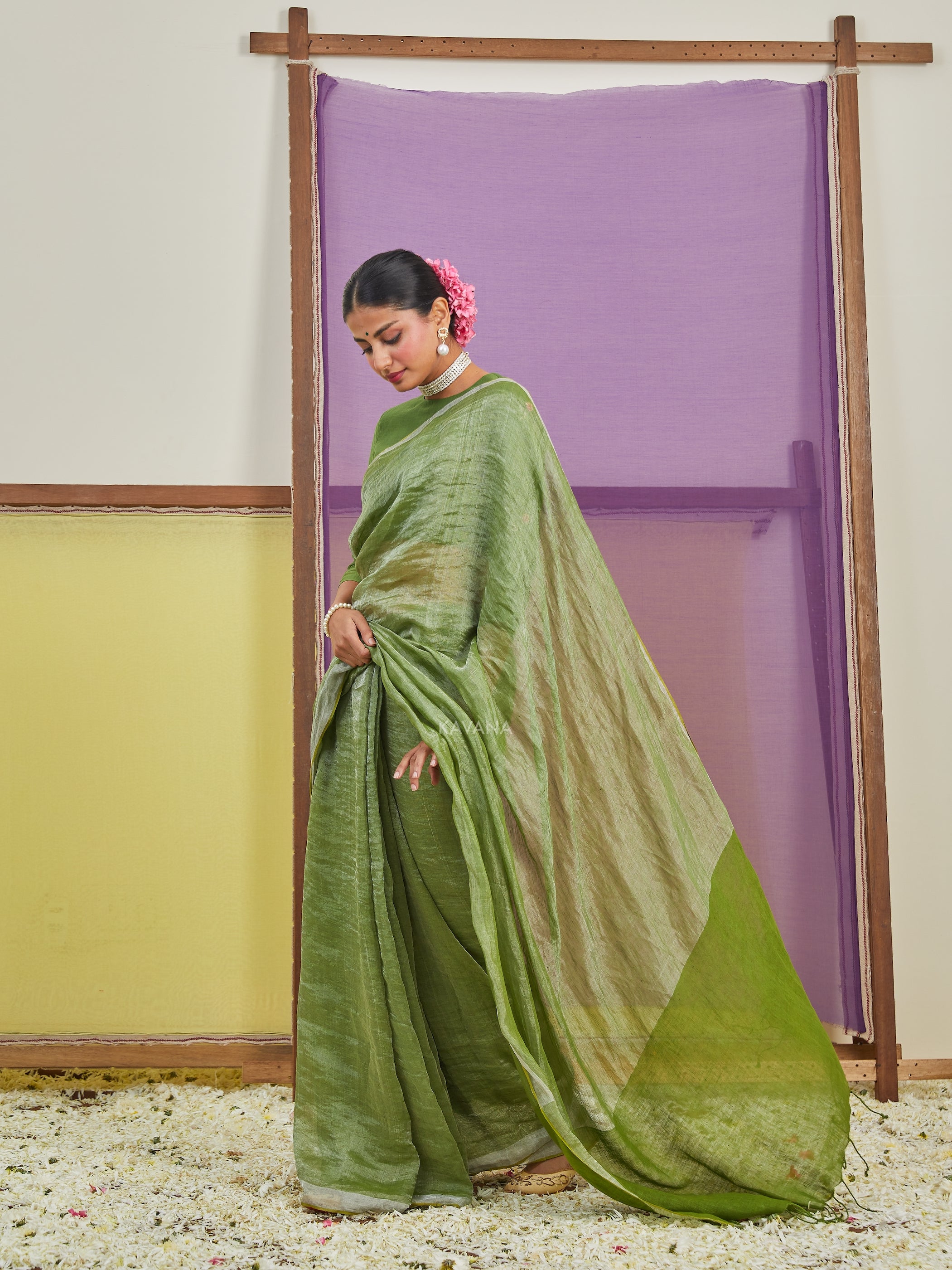 Fiddah Zari Linen Sari