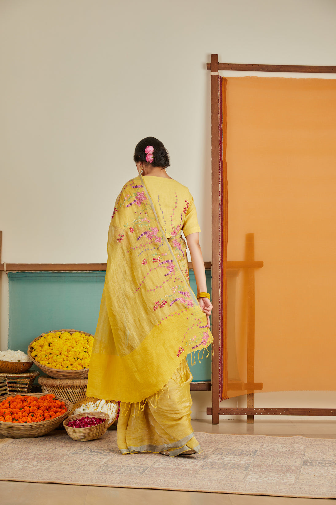 Amal Zari Linen Sari