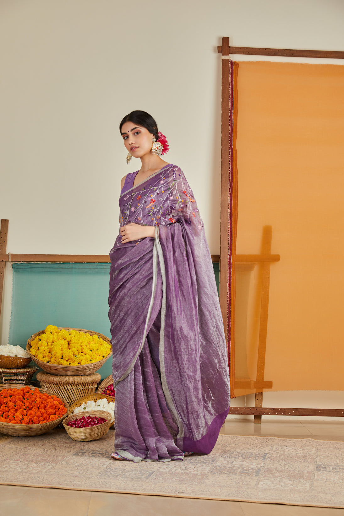 Nur Zari Linen Sari