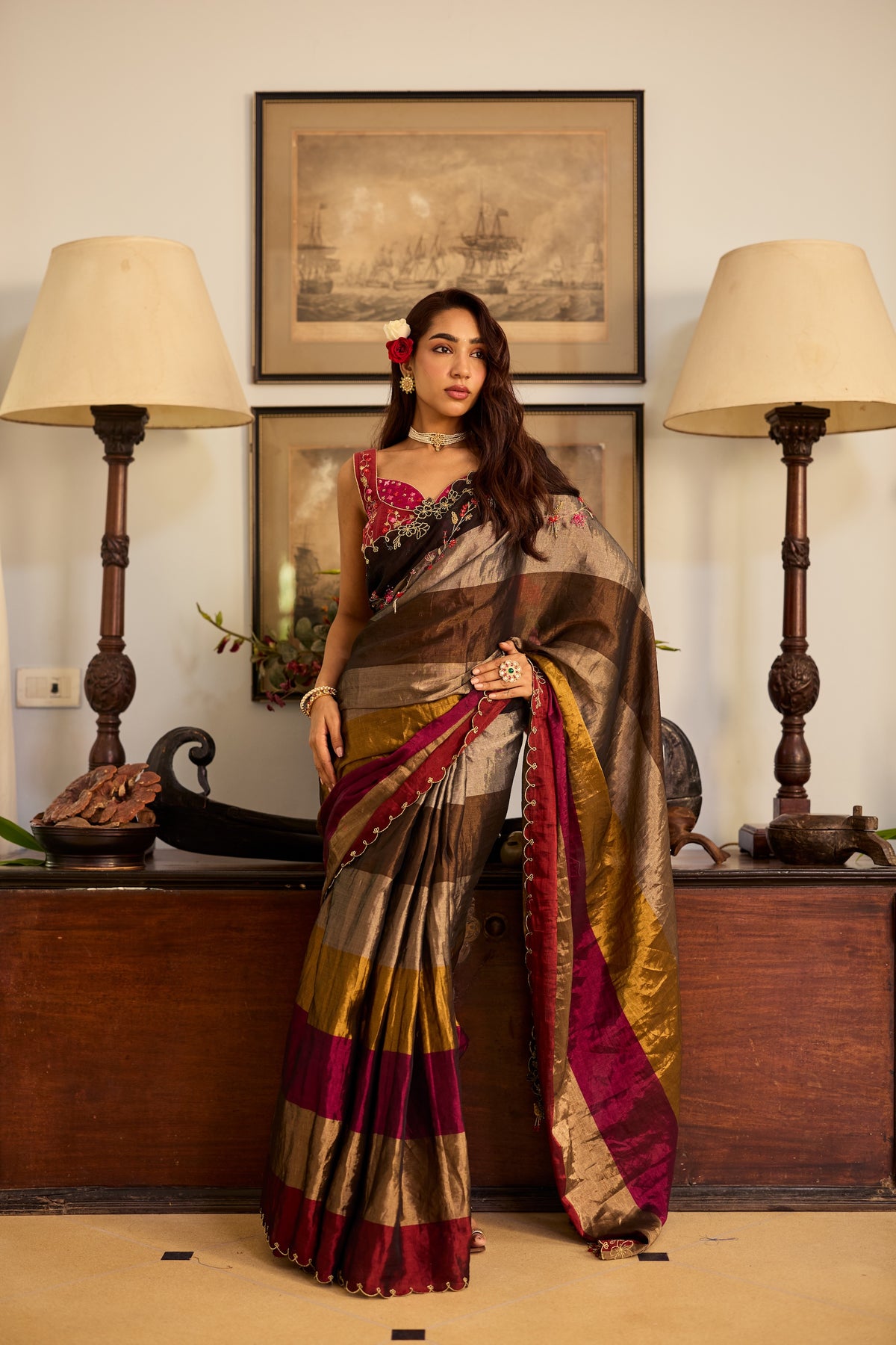Gauri Tissue Silk Stripe Sari