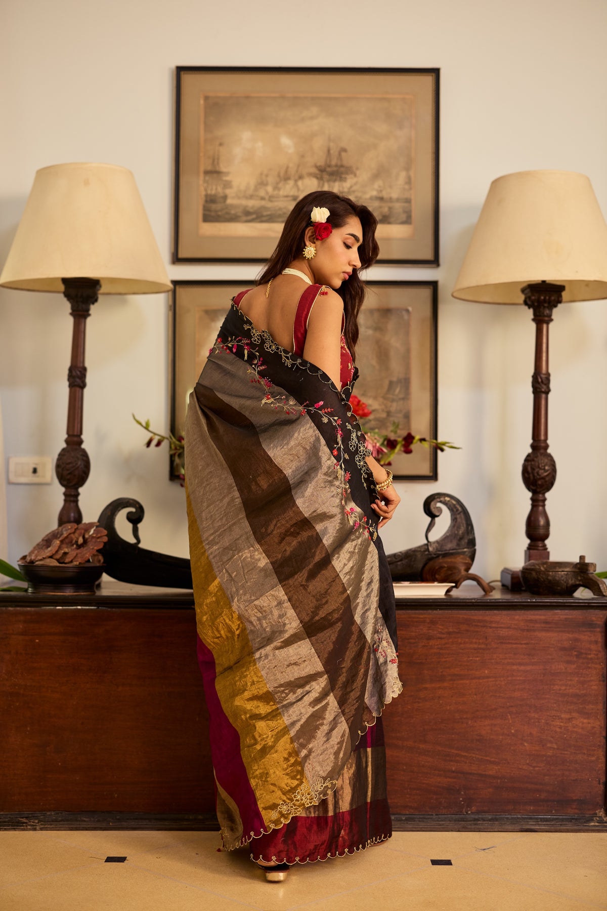 Gauri Tissue Silk Stripe Sari