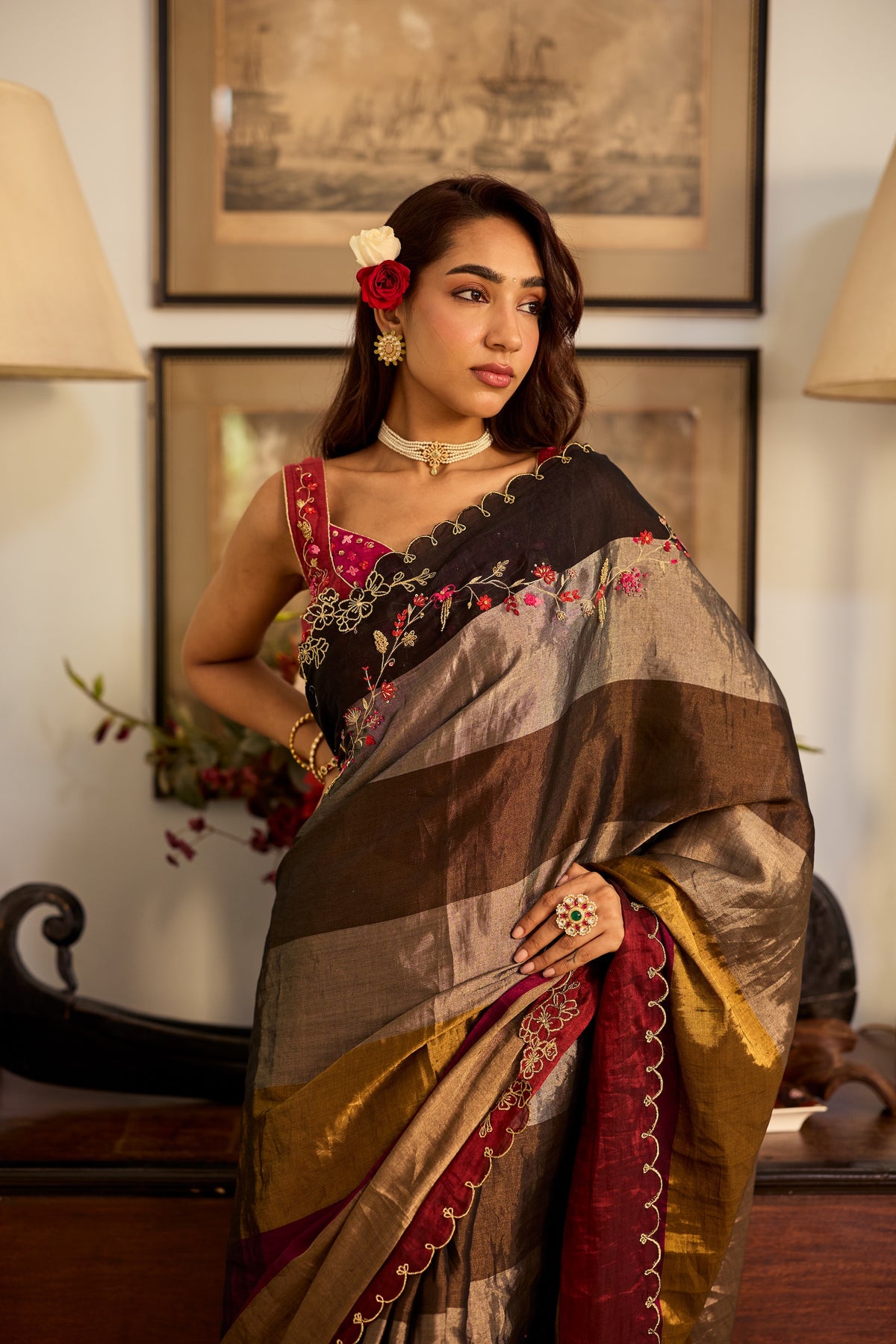 Gauri Tissue Silk Stripe Sari