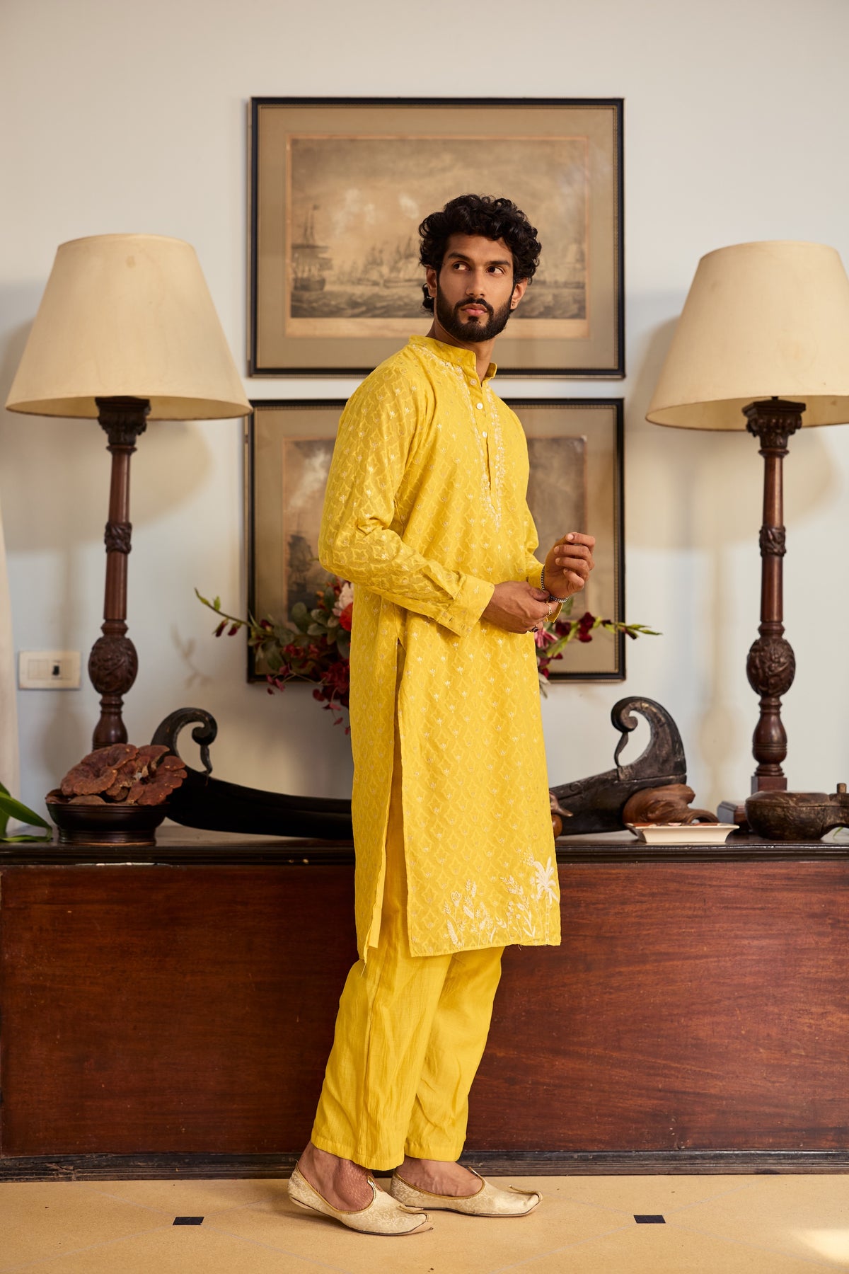 Zarf Men Chanderi Kurta Set