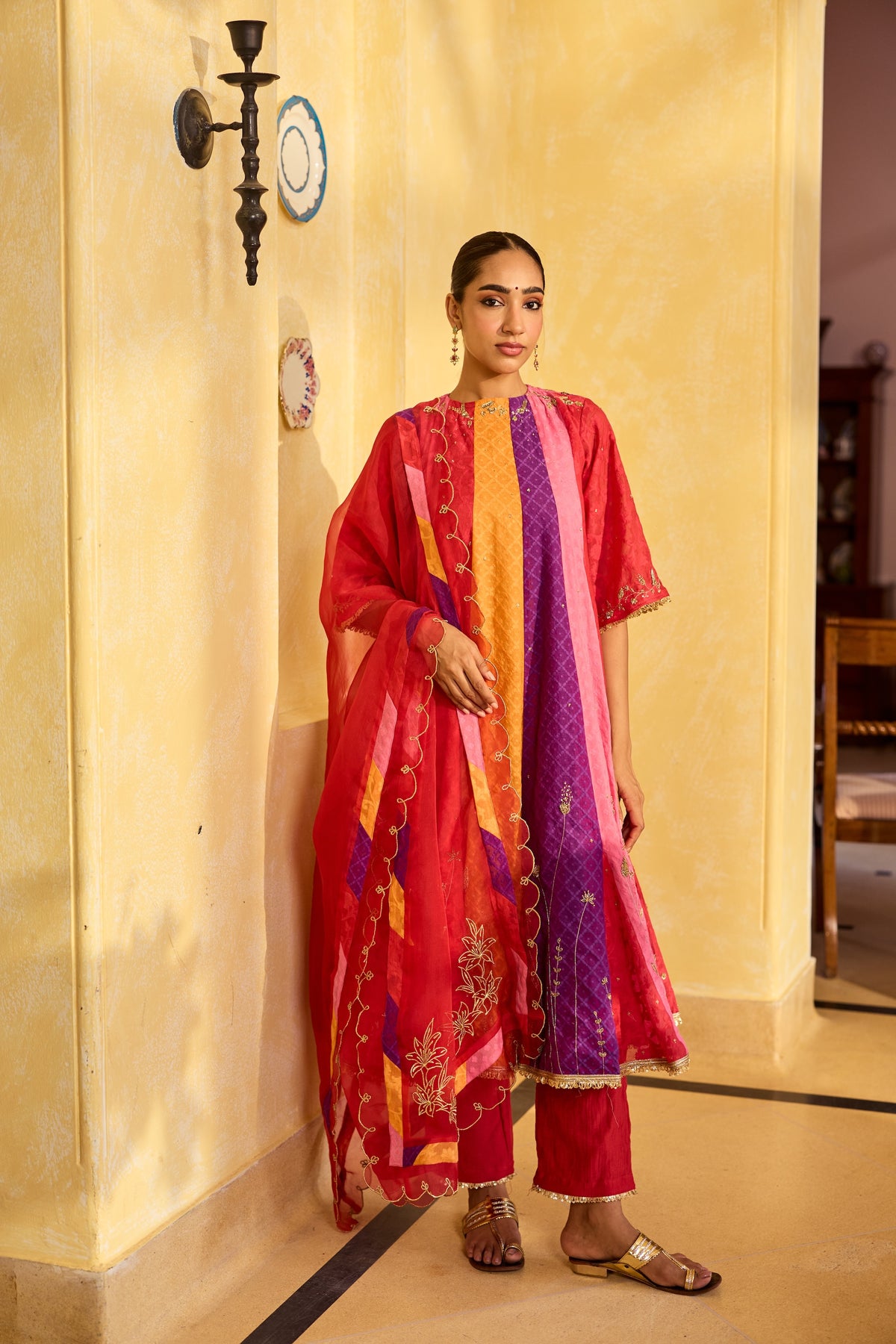 Ravya Multicoloured Chanderi Kurta Set