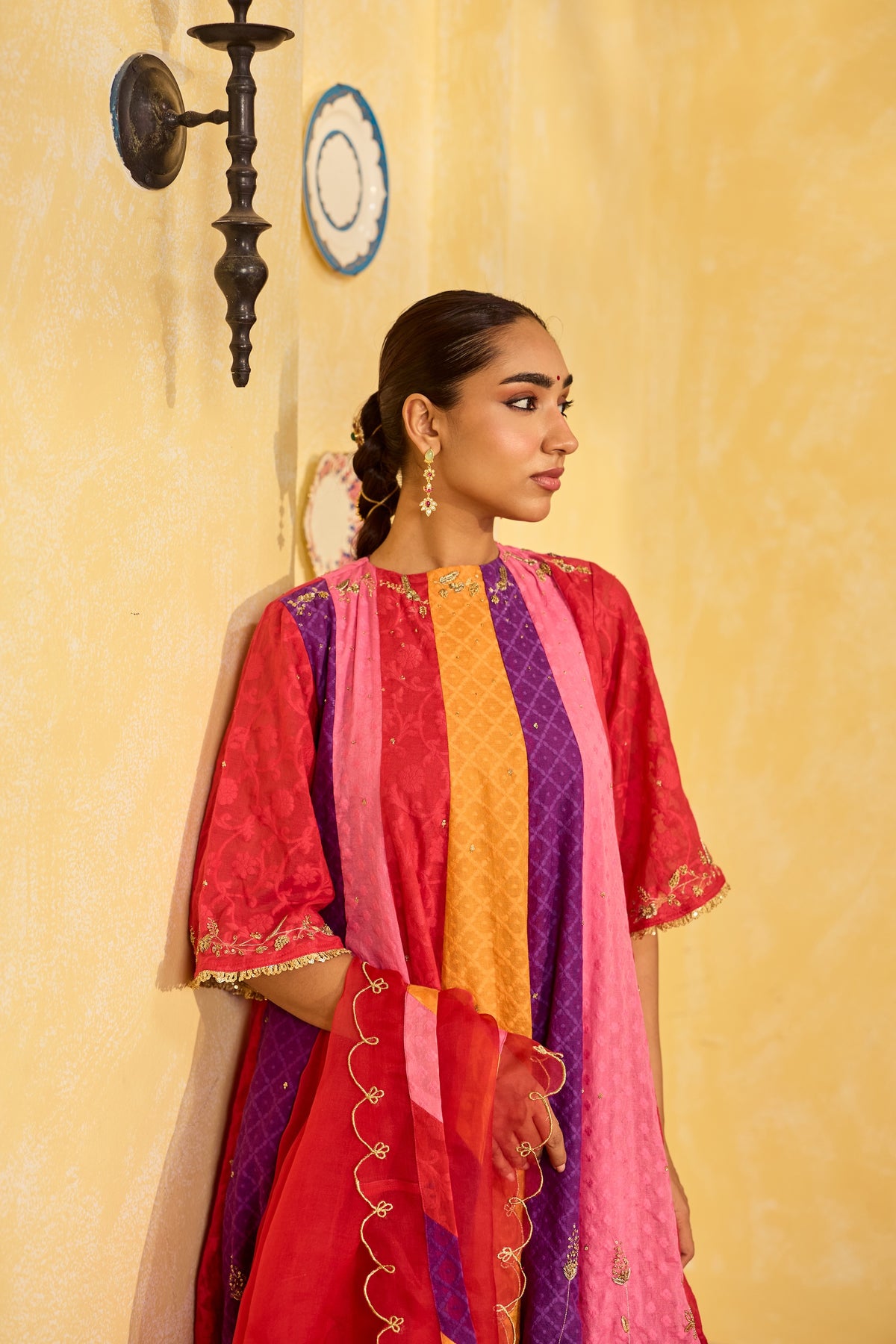 Ravya Multicoloured Chanderi Kurta Set