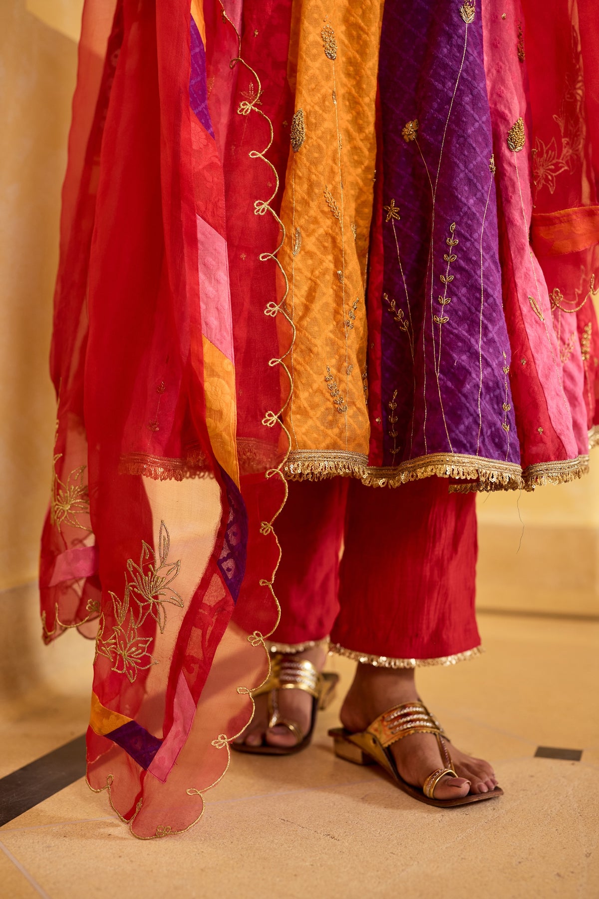 Ravya Multicoloured Chanderi Kurta Set
