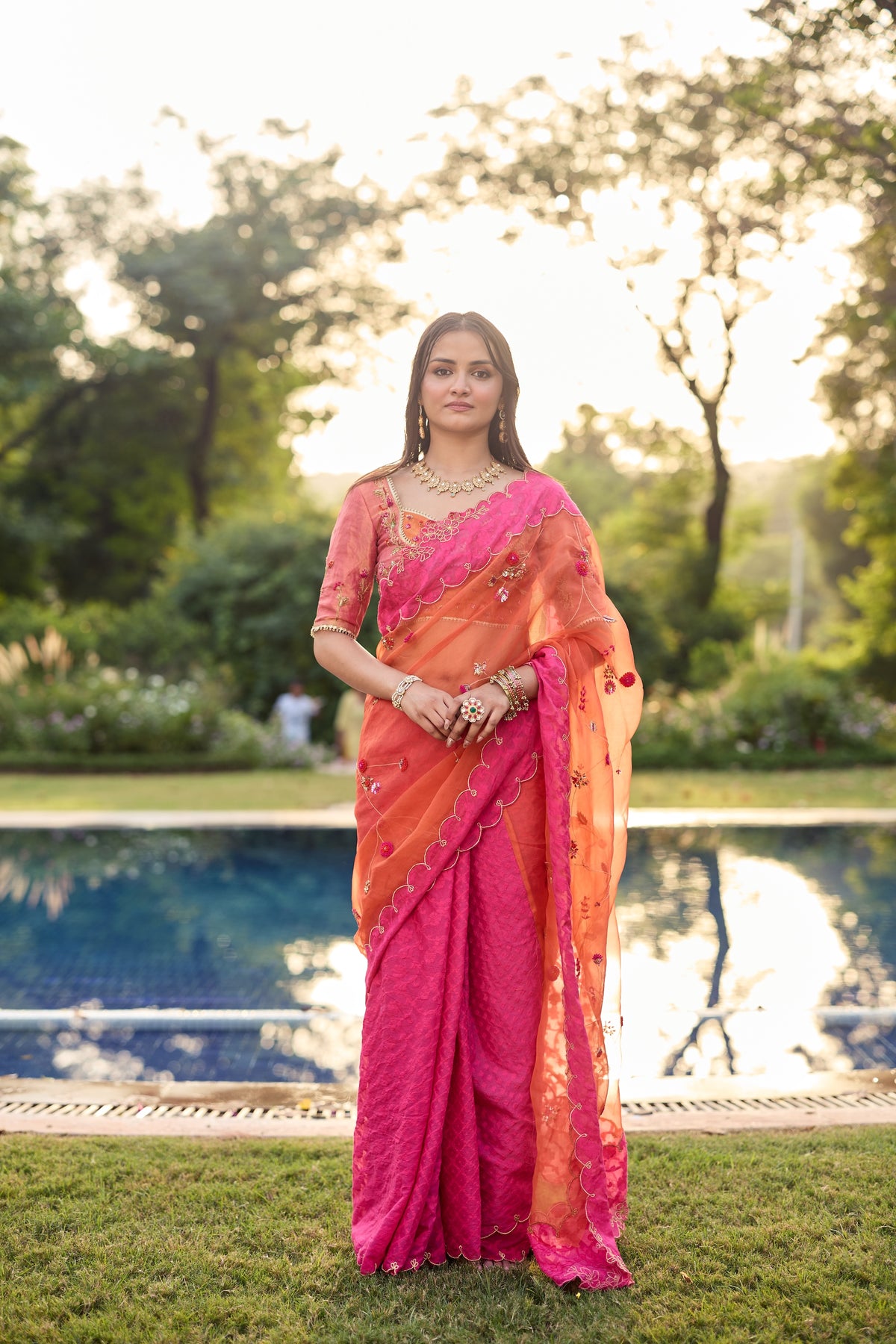 Azraq Silk Organza Sari