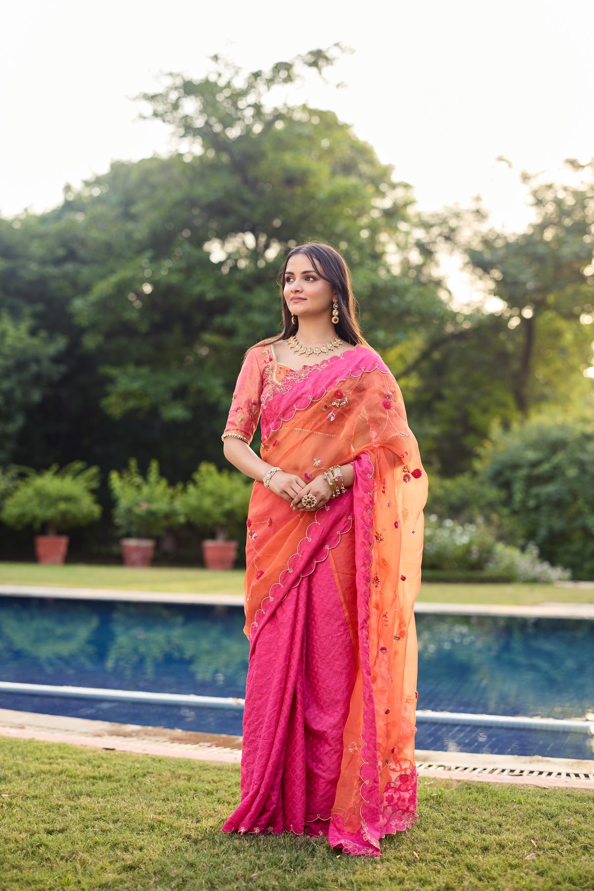 Azraq Silk Organza Sari