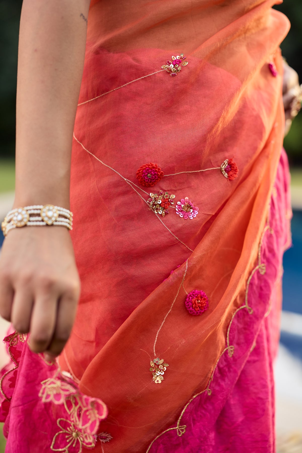 Azraq Silk Organza Sari