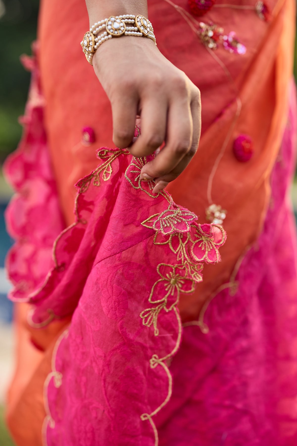 Azraq Silk Organza Sari