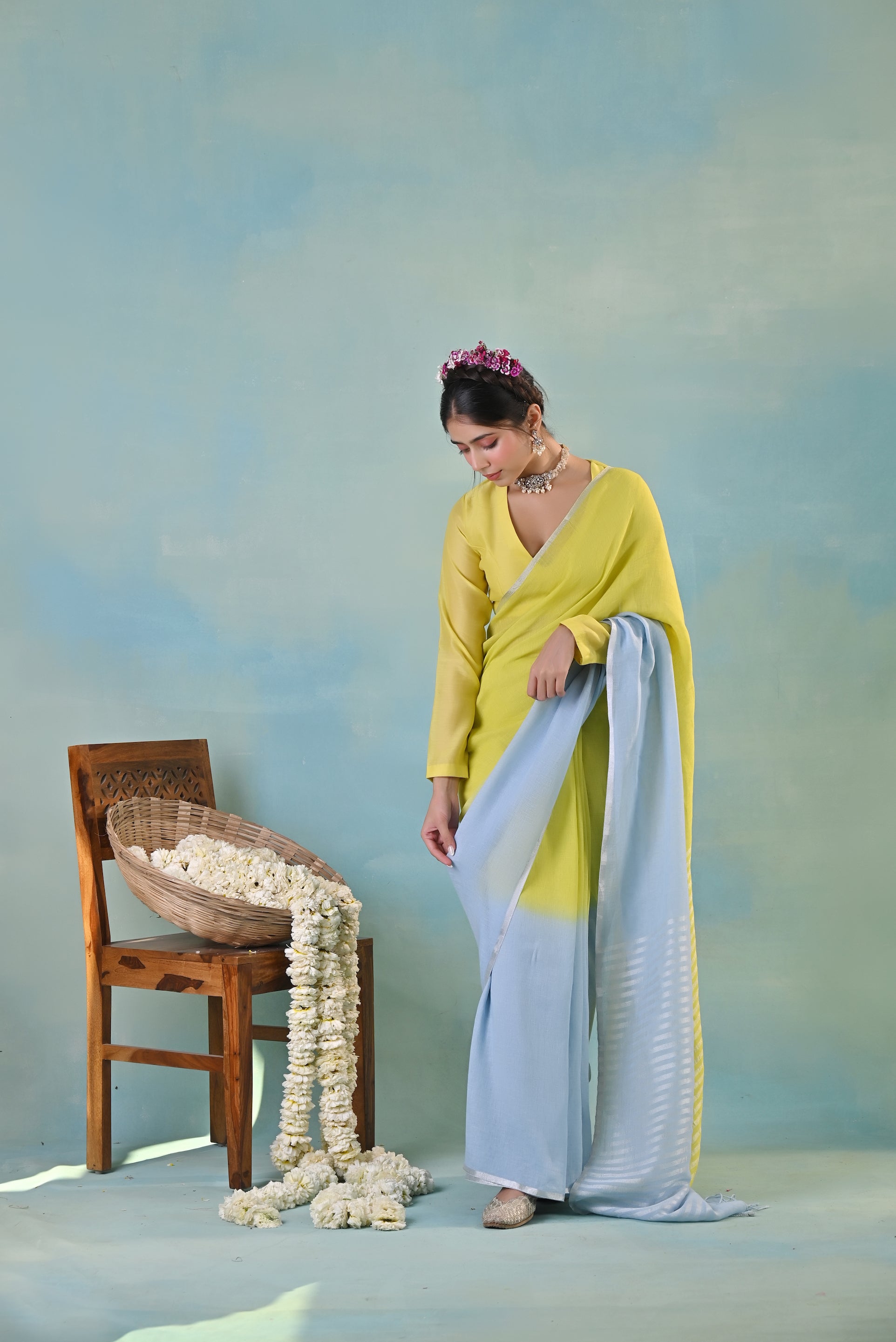 Sabz Linen Sari