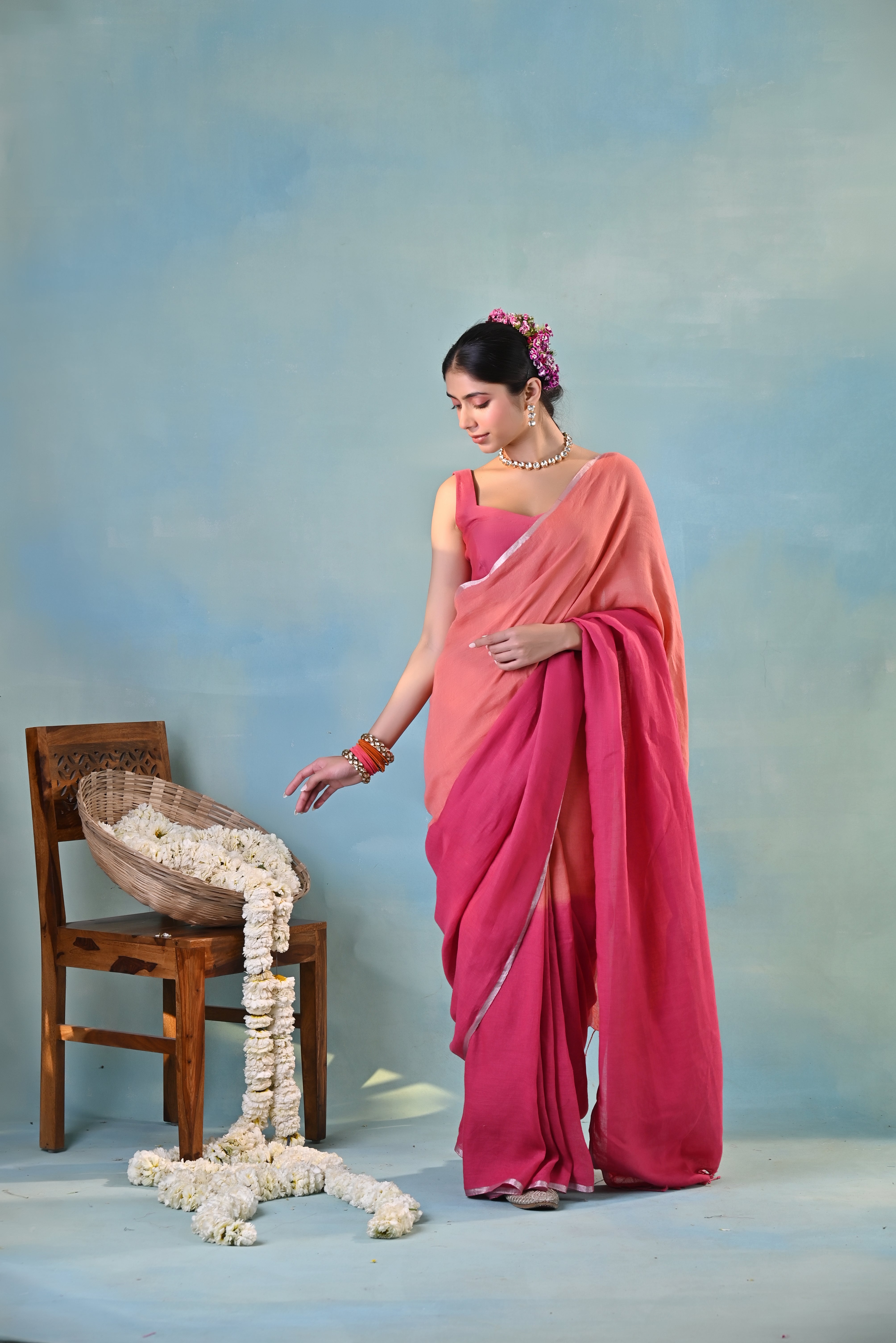 Shafaq Linen Sari