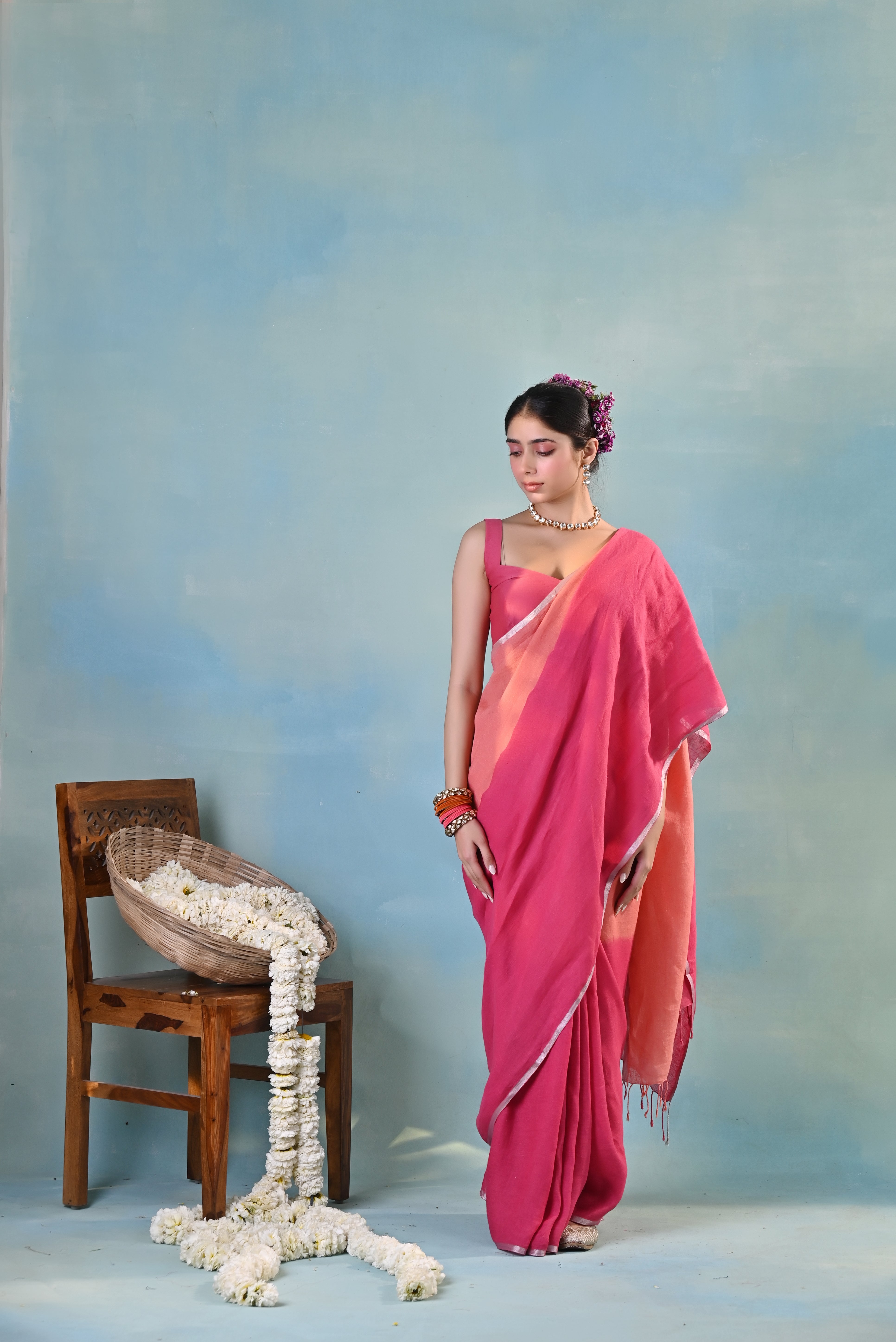 Shafaq Linen Sari