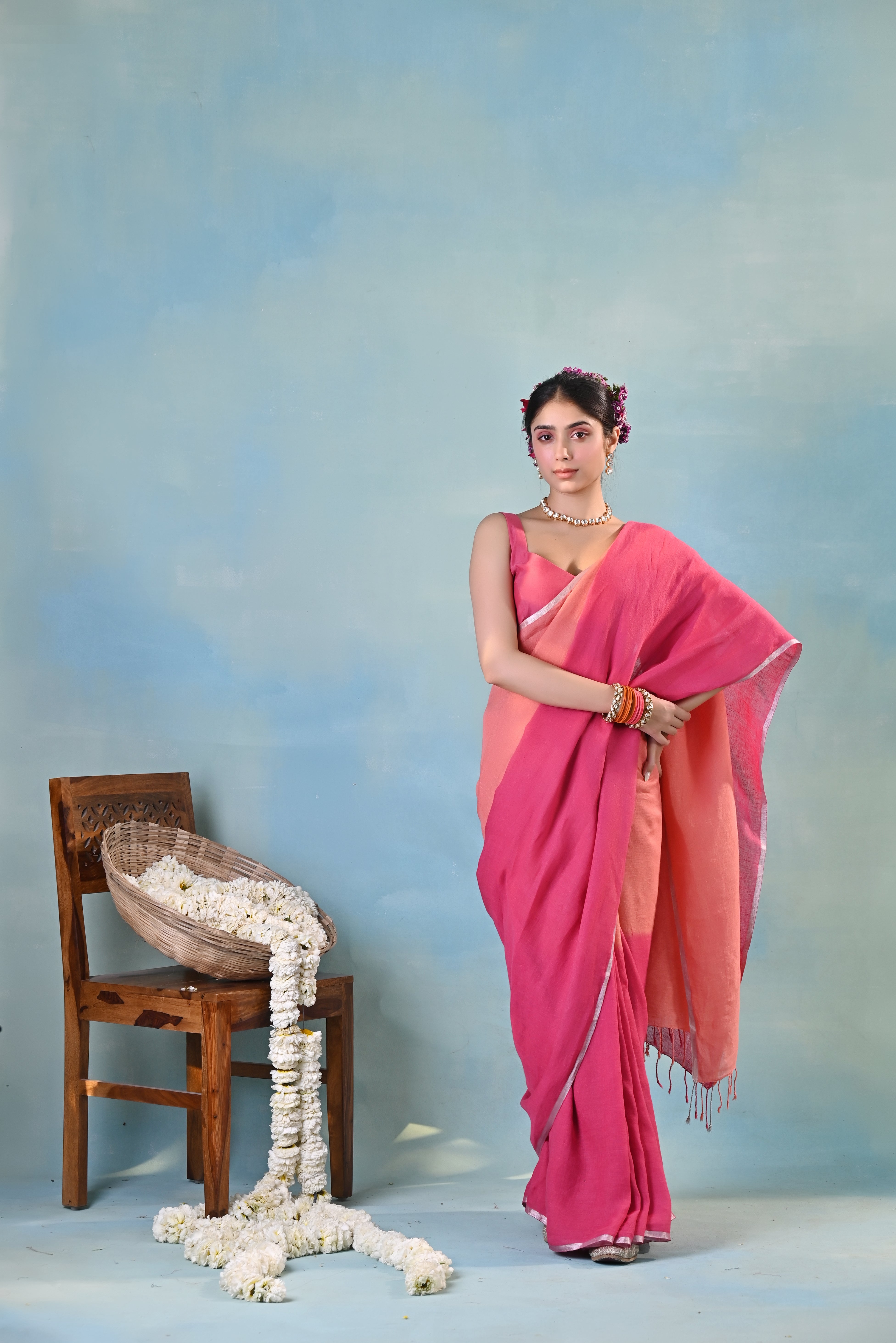 Shafaq Linen Sari