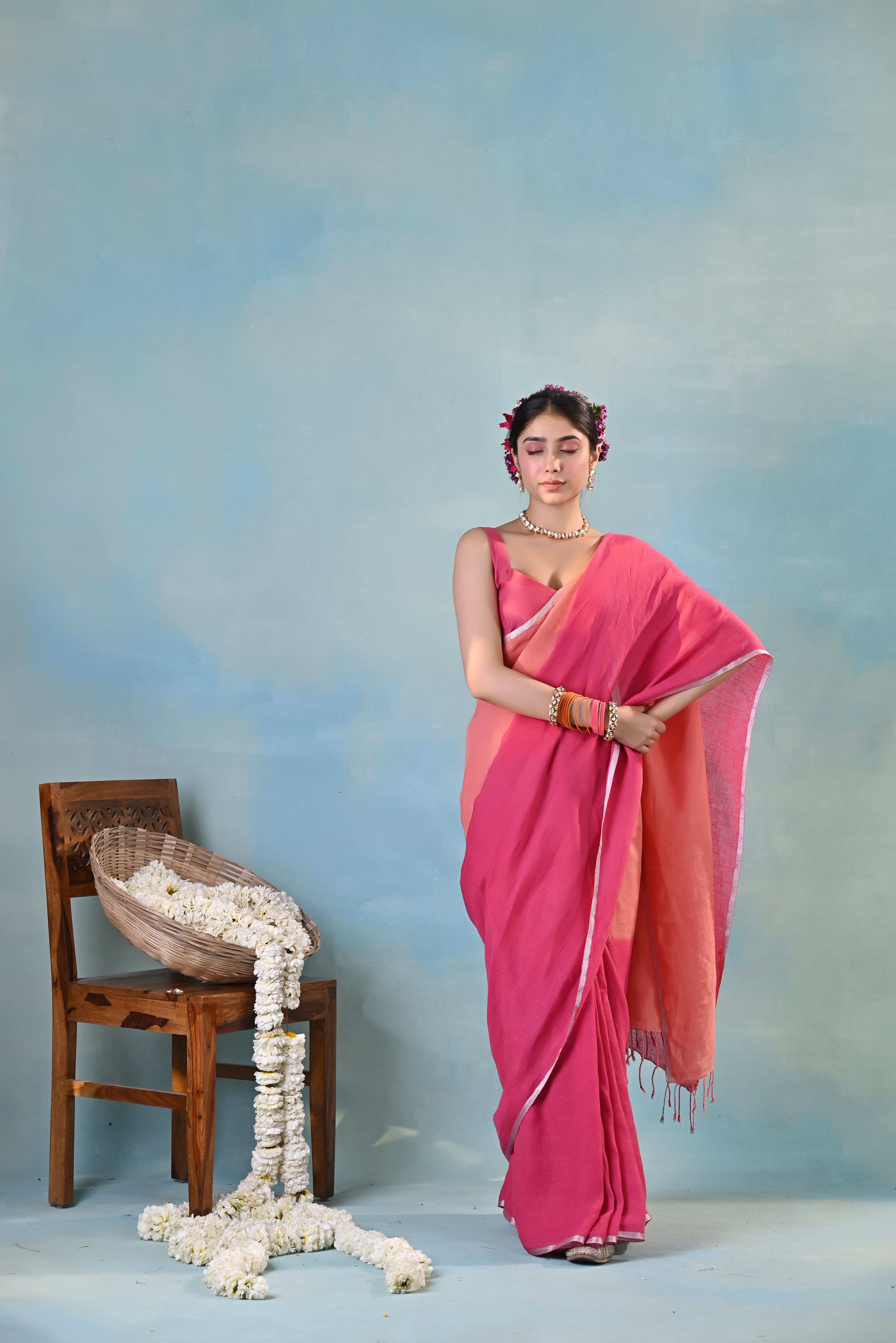 Shafaq Linen Sari