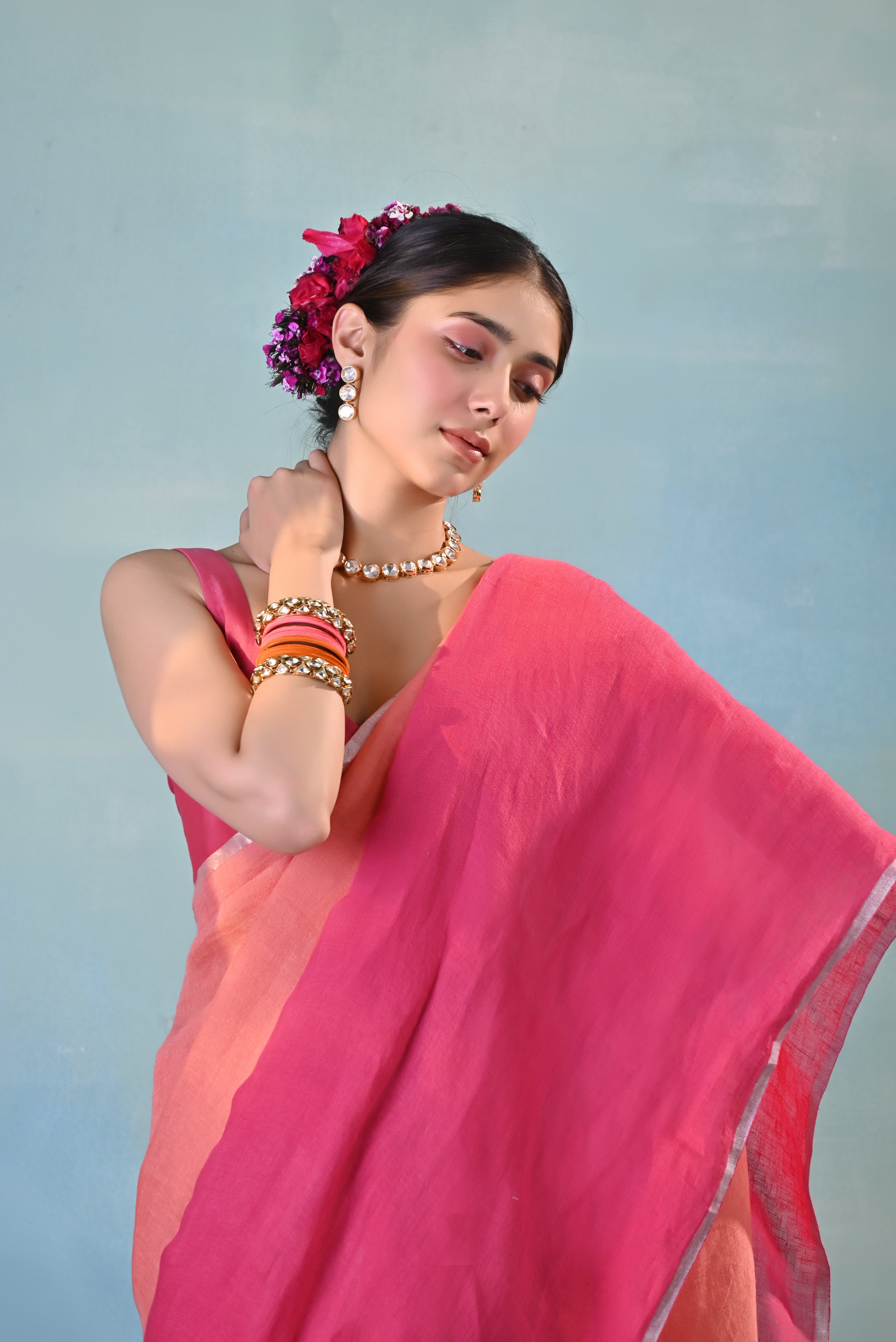 Shafaq Linen Sari