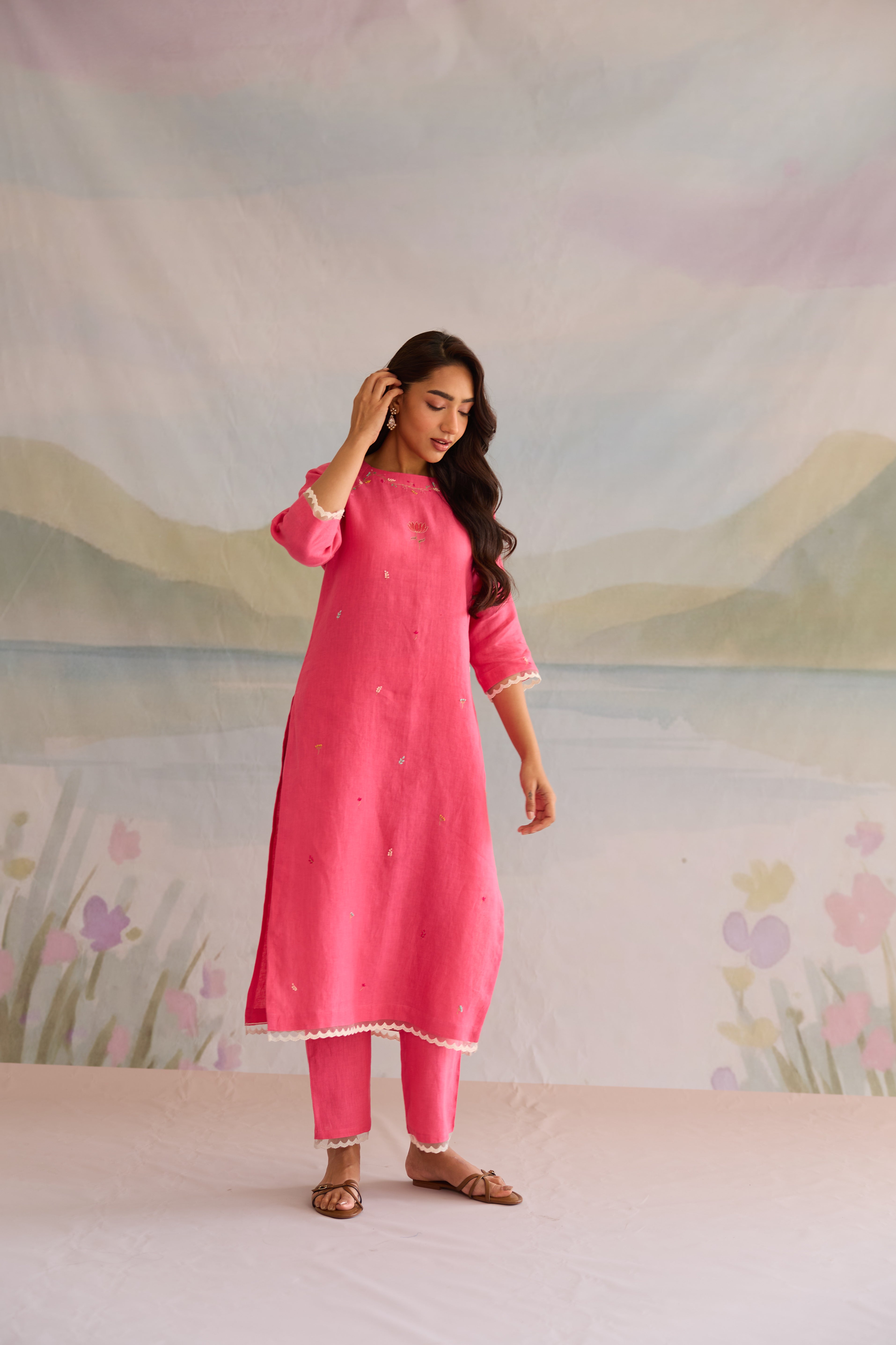 Ruby Linen Kurta Set