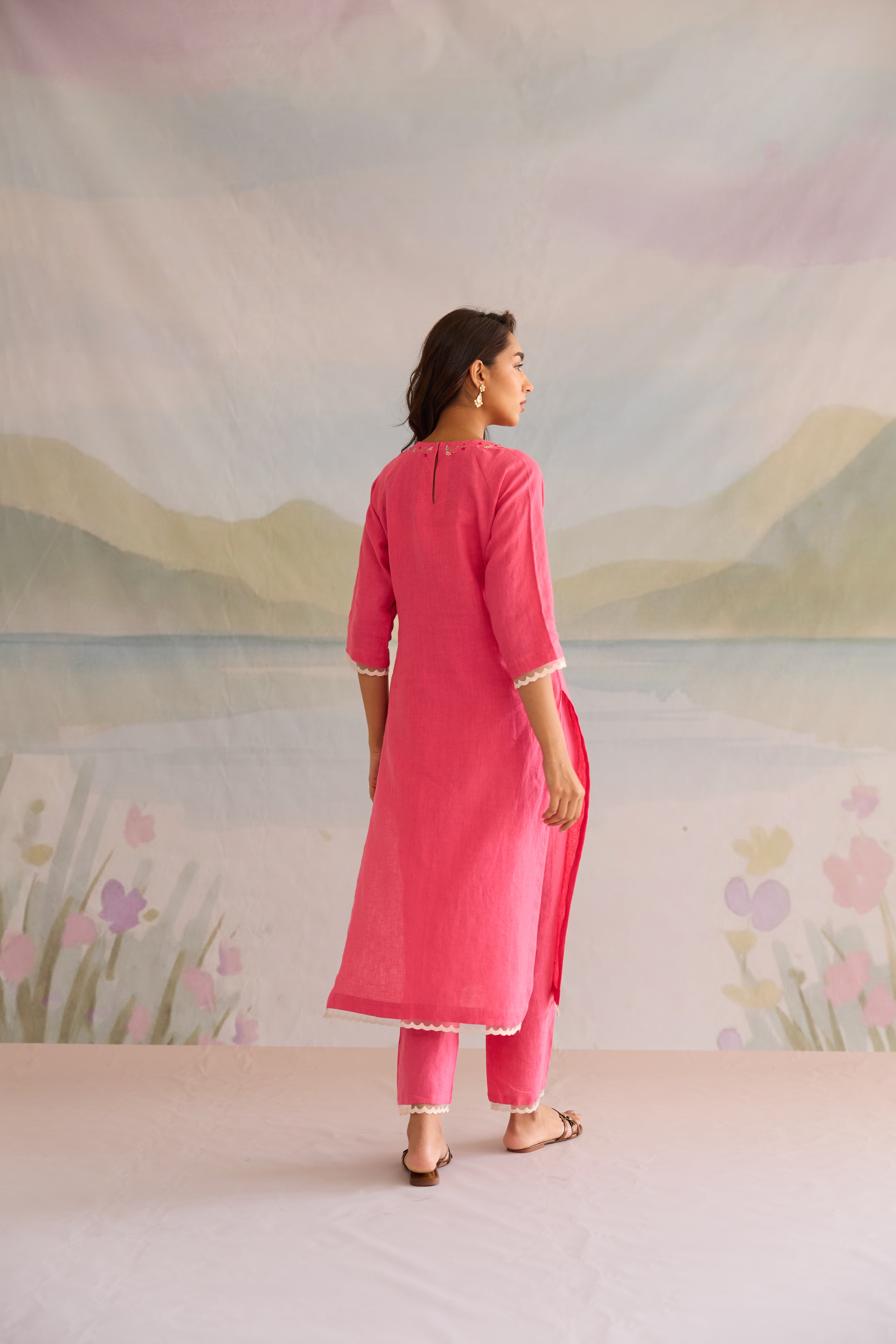 Ruby Linen Kurta Set