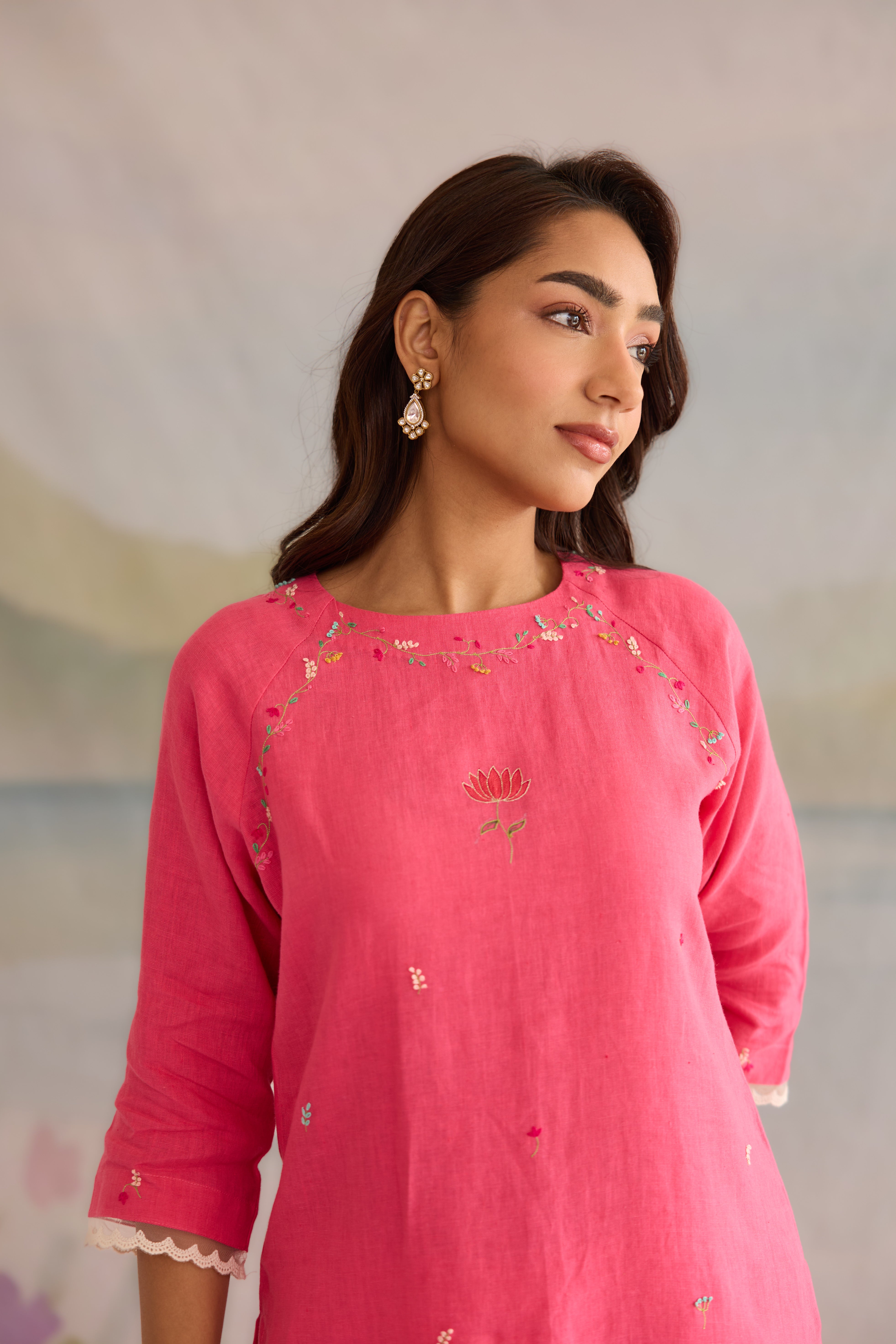 Ruby Linen Kurta Set