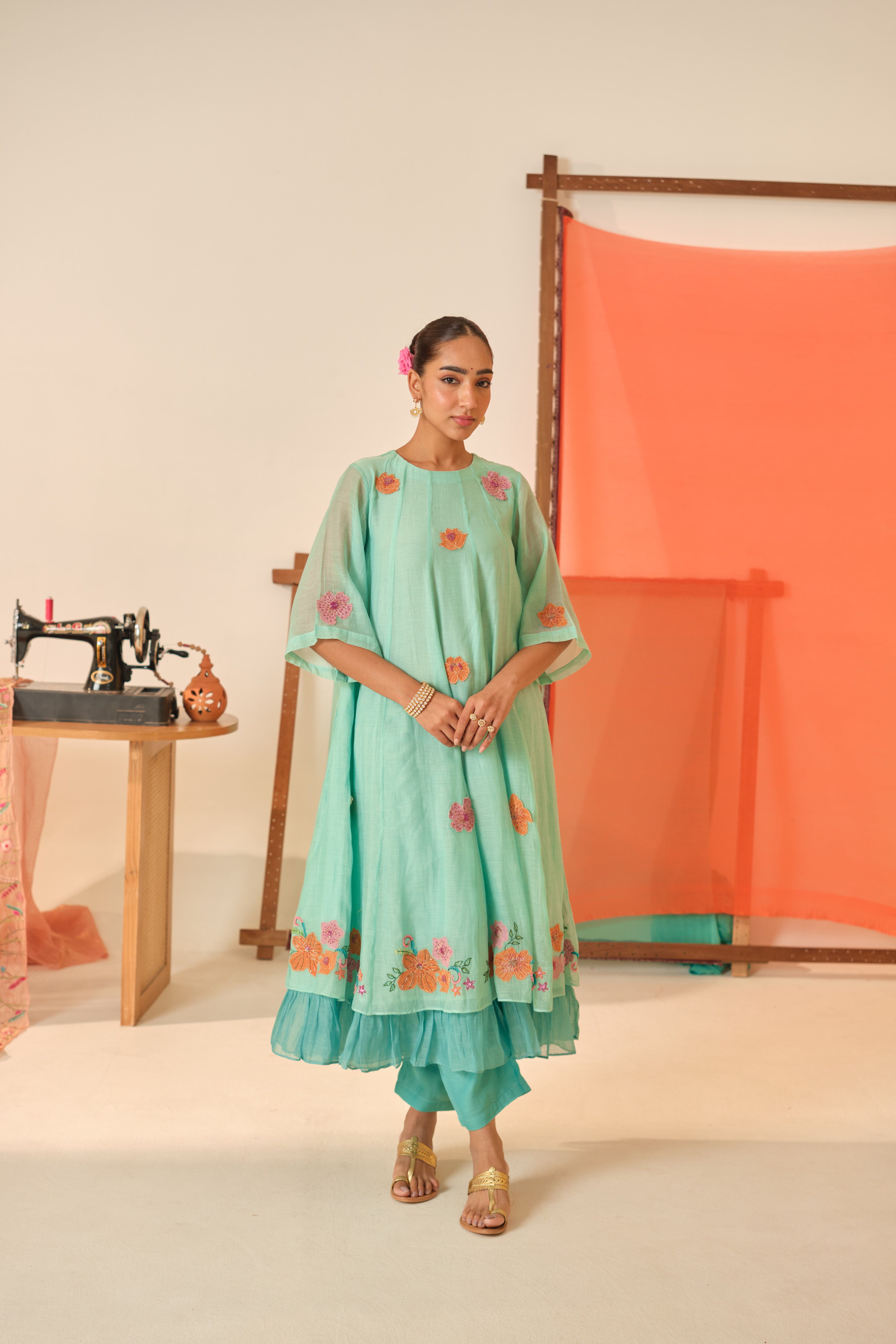 Neel Baag Chanderi Kurta Set