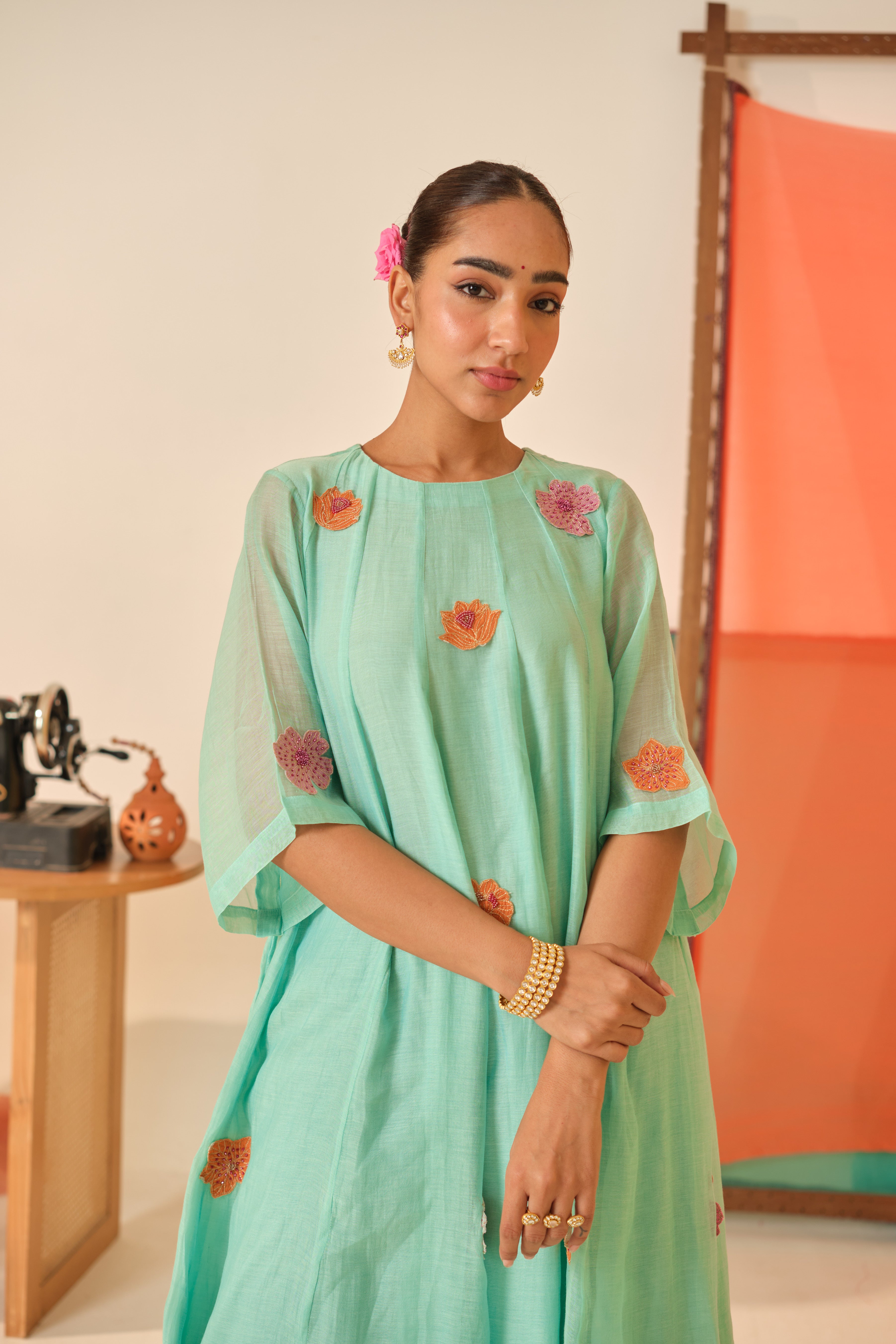 Neel Baag Chanderi Kurta Set