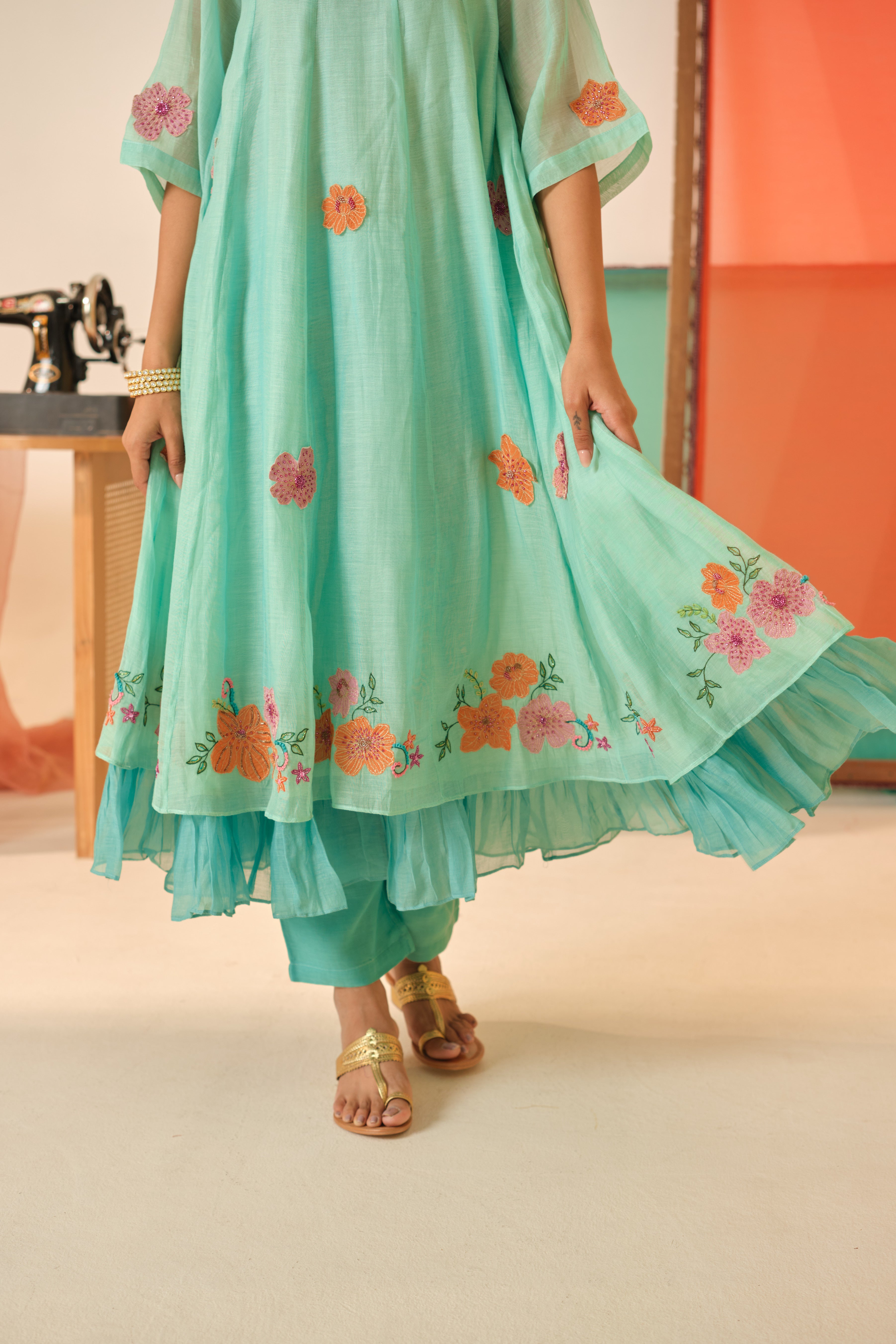 Neel Baag Chanderi Kurta Set