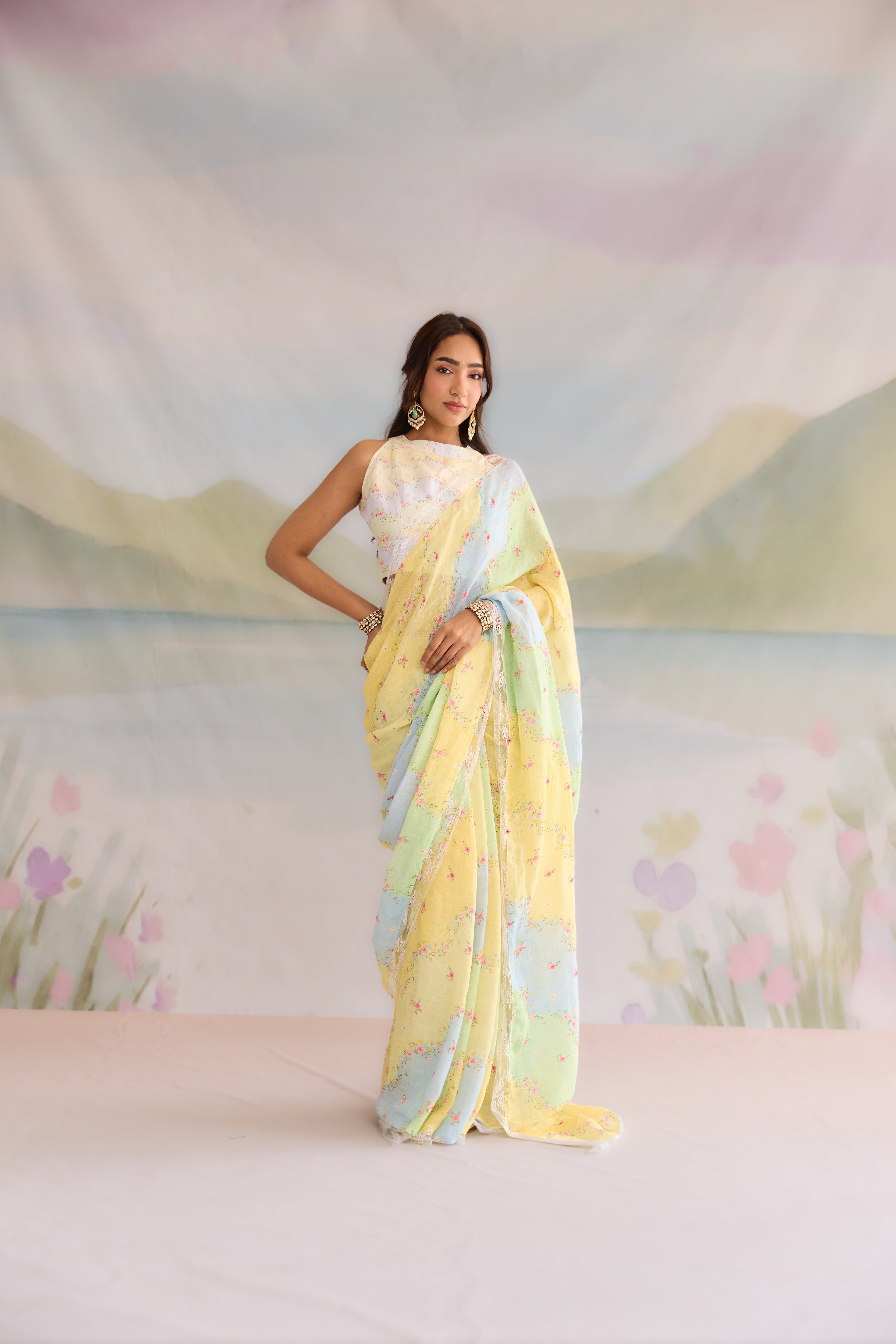 Gul Sanjh Linen Sari