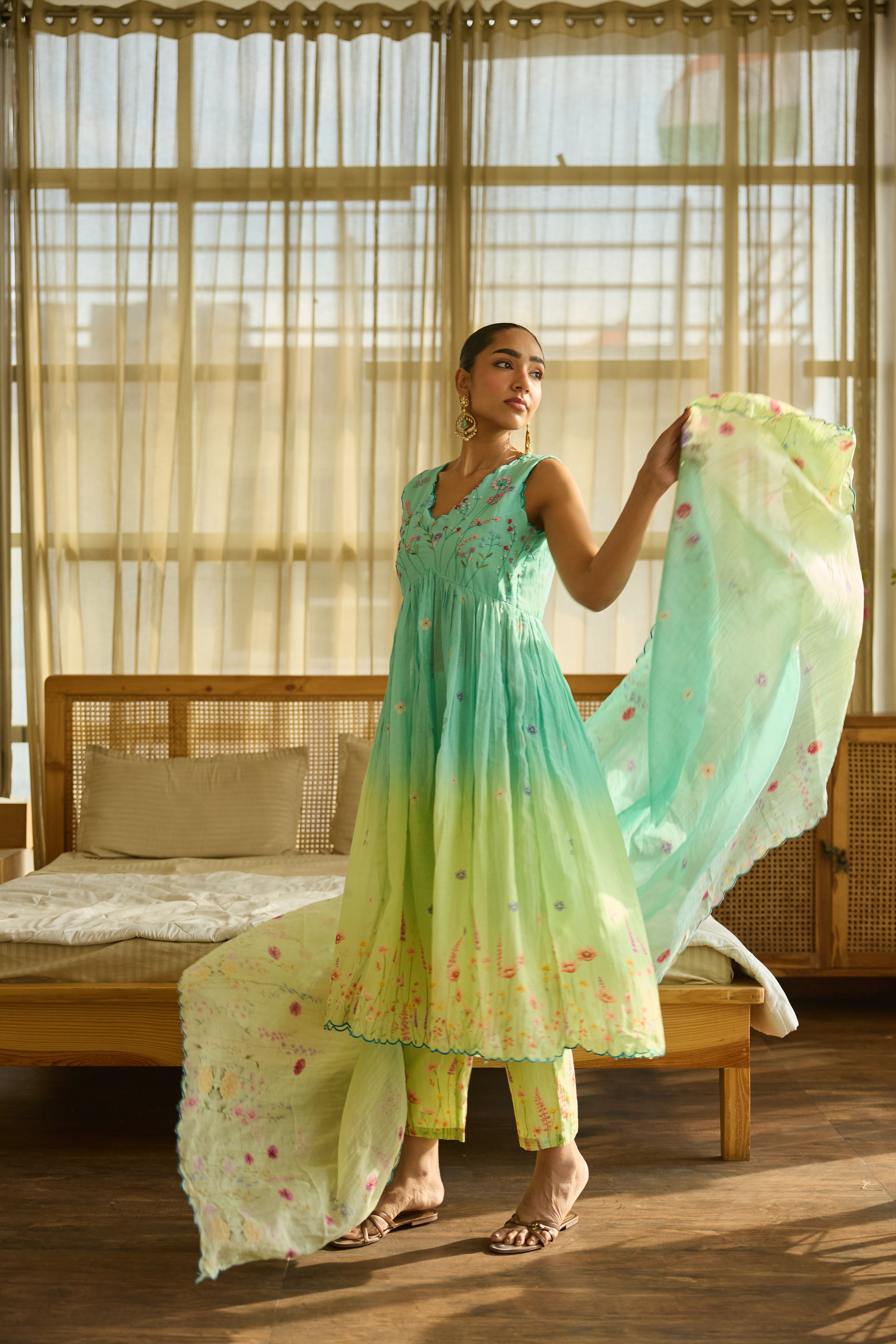 Gulnaar Chanderi Kurta Set