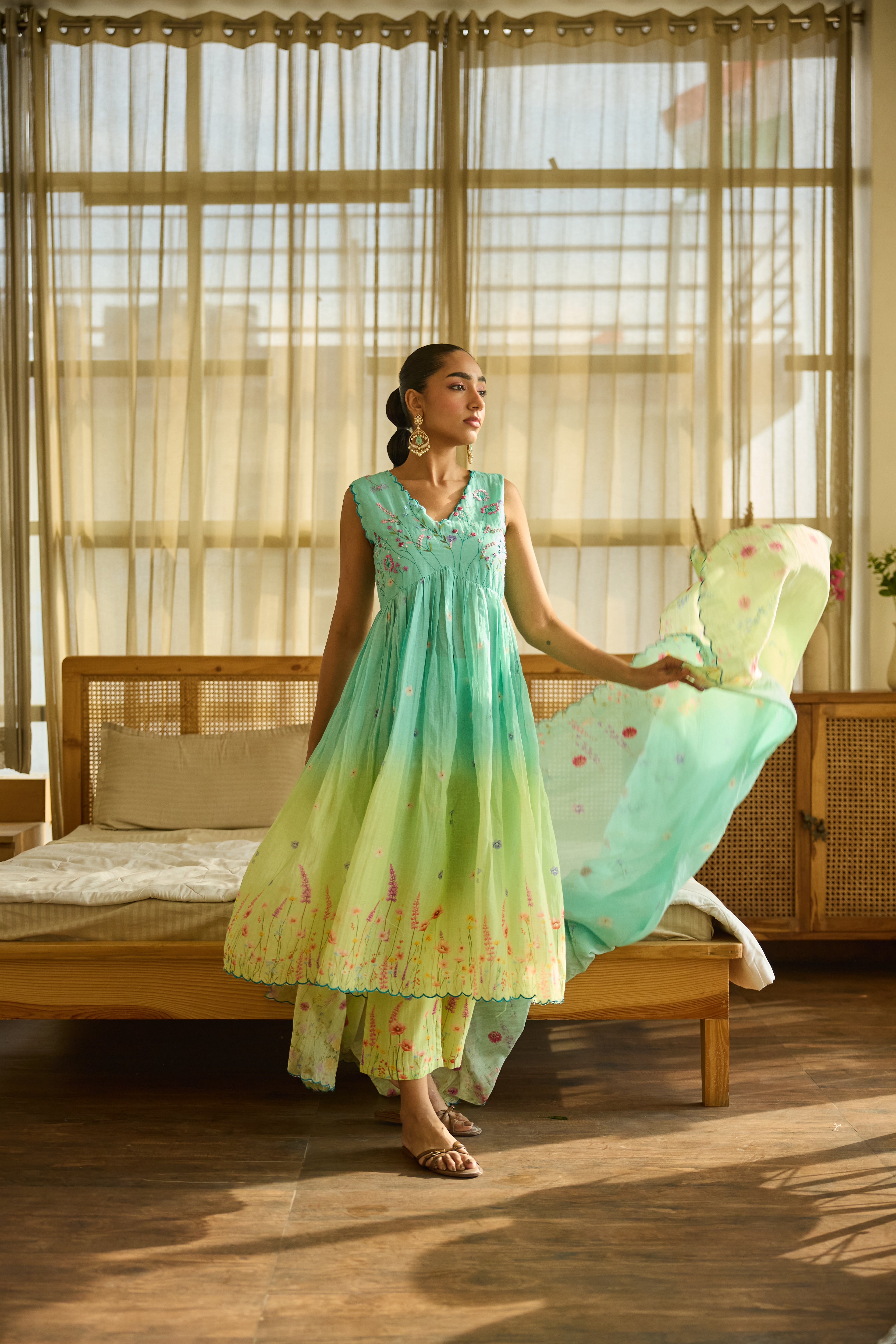 Gulnaar Chanderi Kurta Set