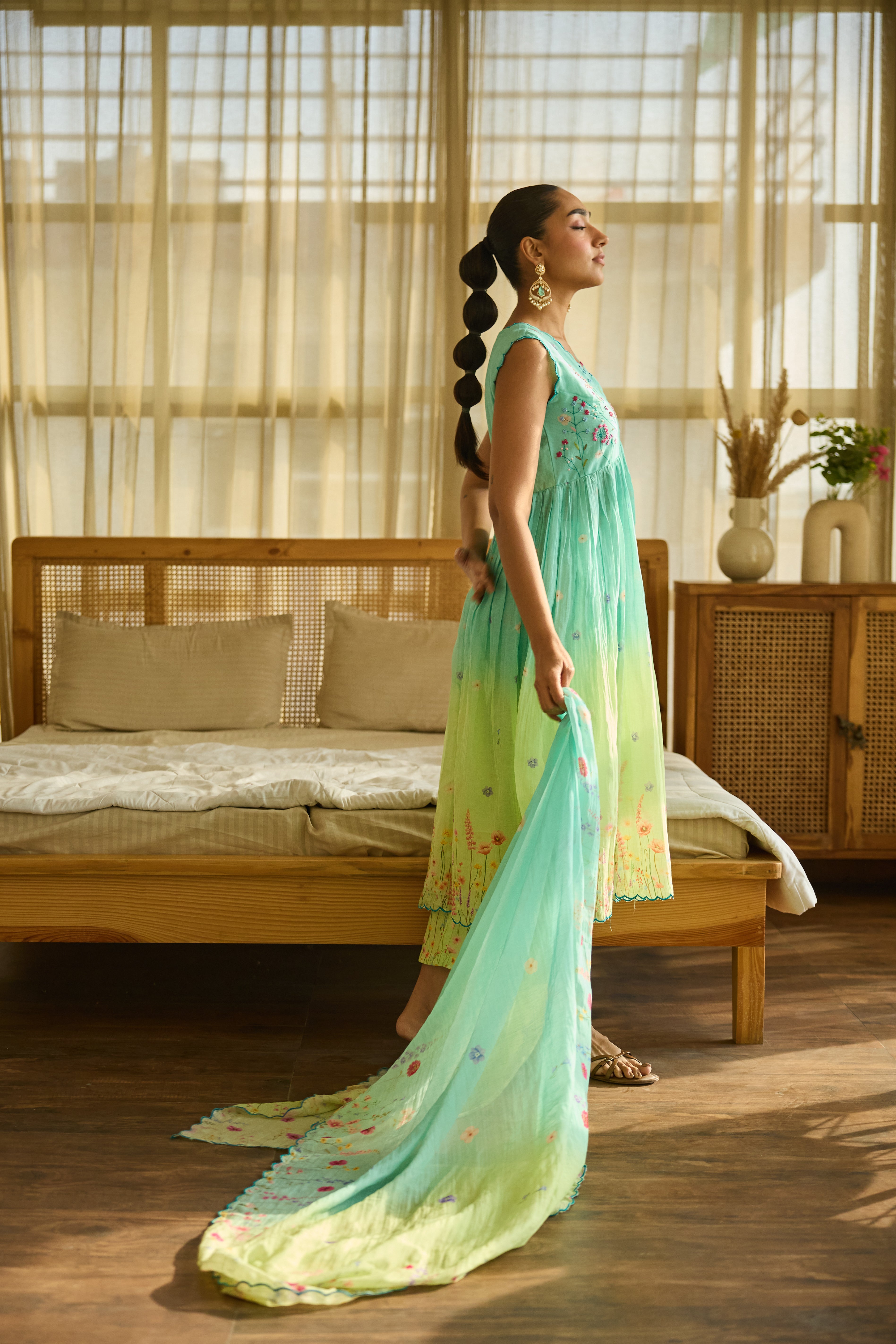 Gulnaar Chanderi Kurta Set