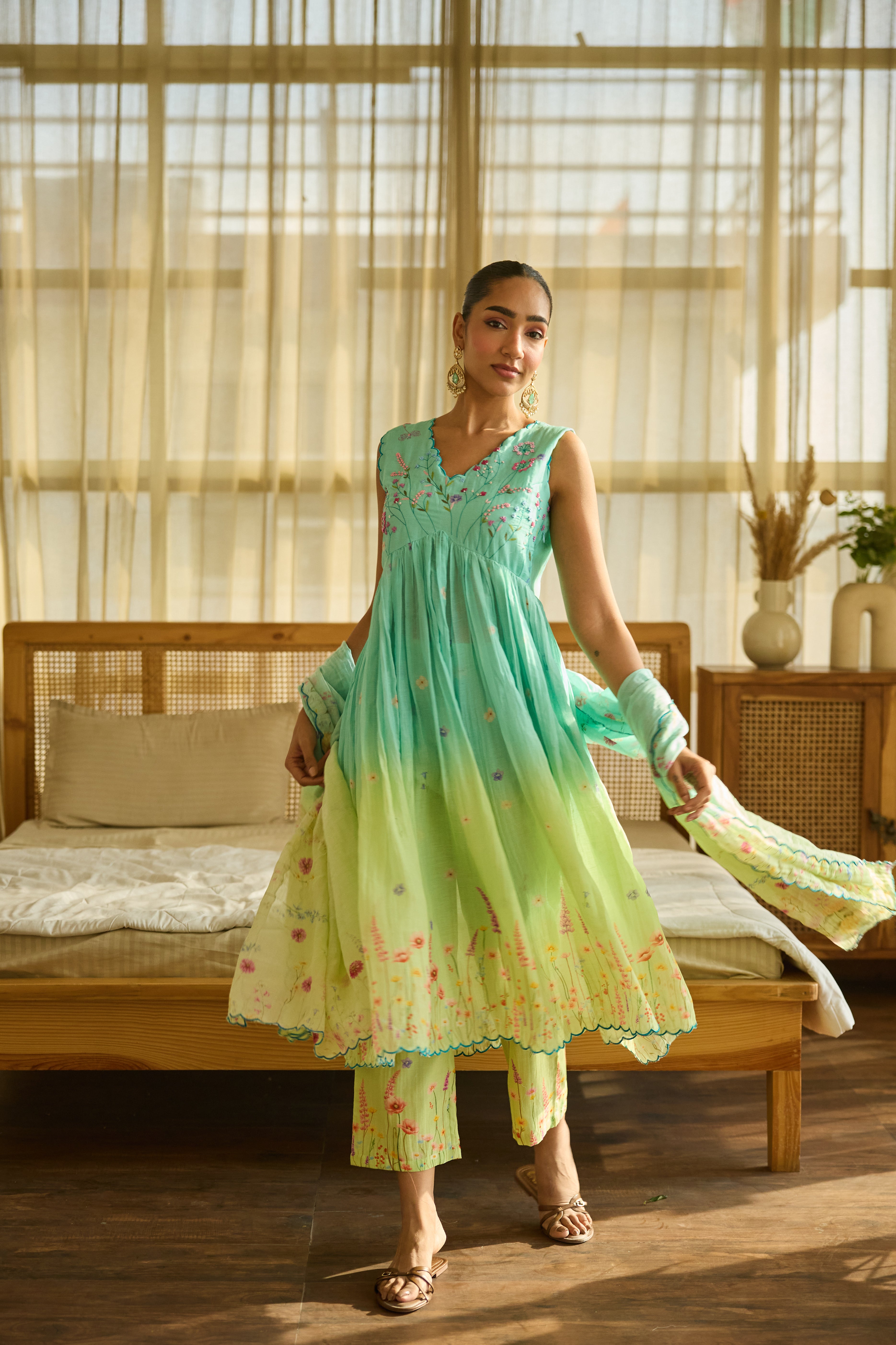 Gulnaar Chanderi Kurta Set