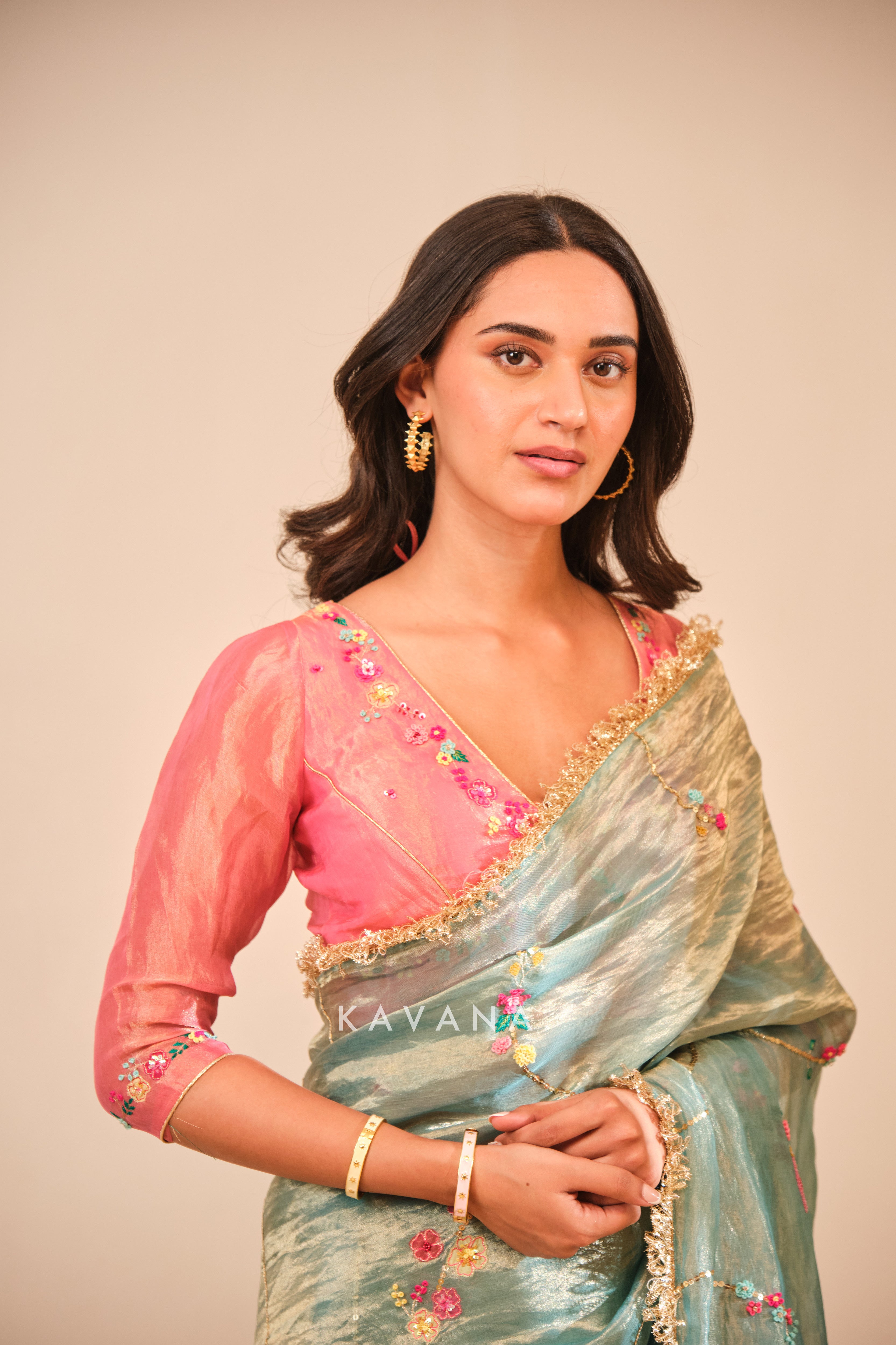 Emerald bloom sari