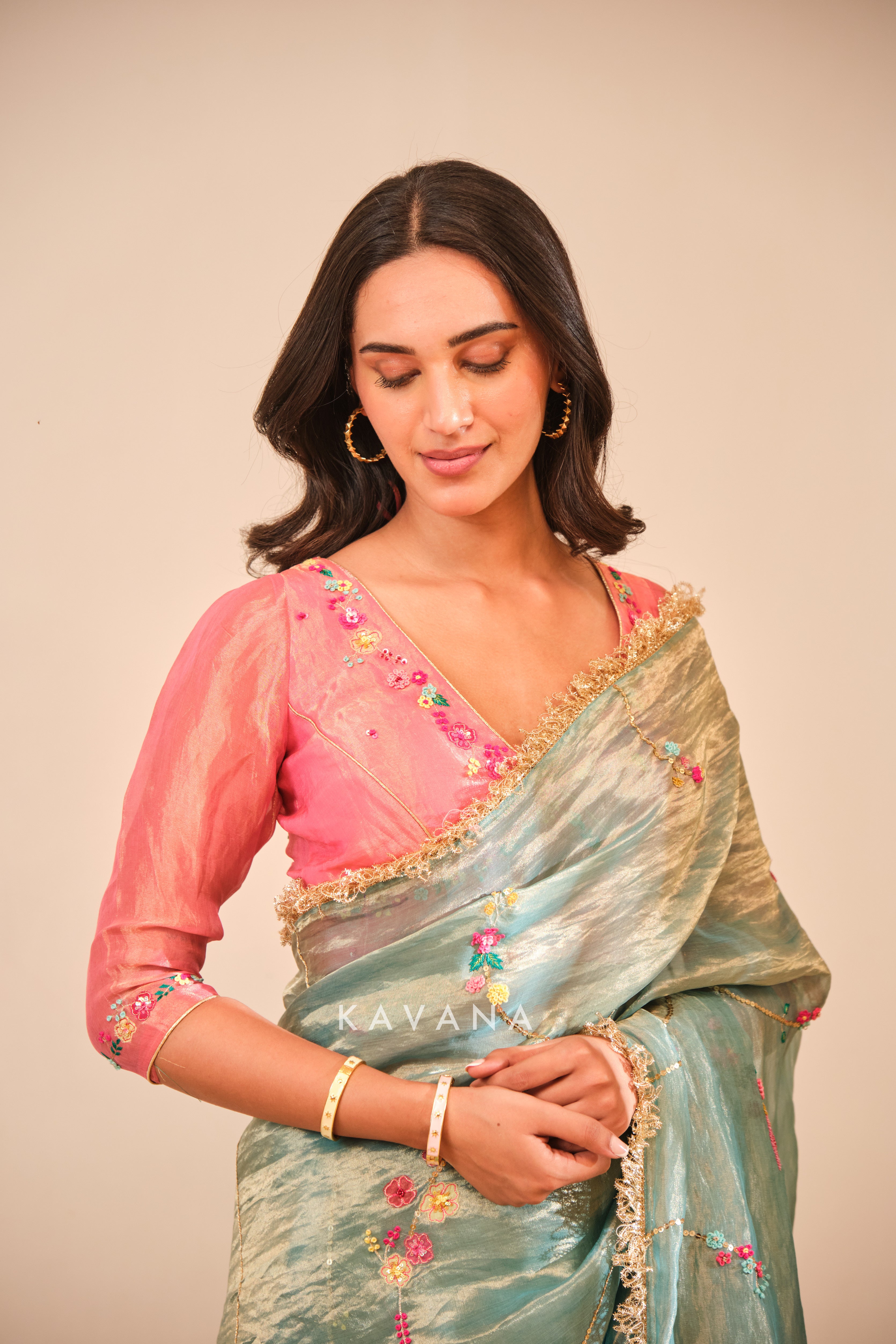 Emerald bloom sari