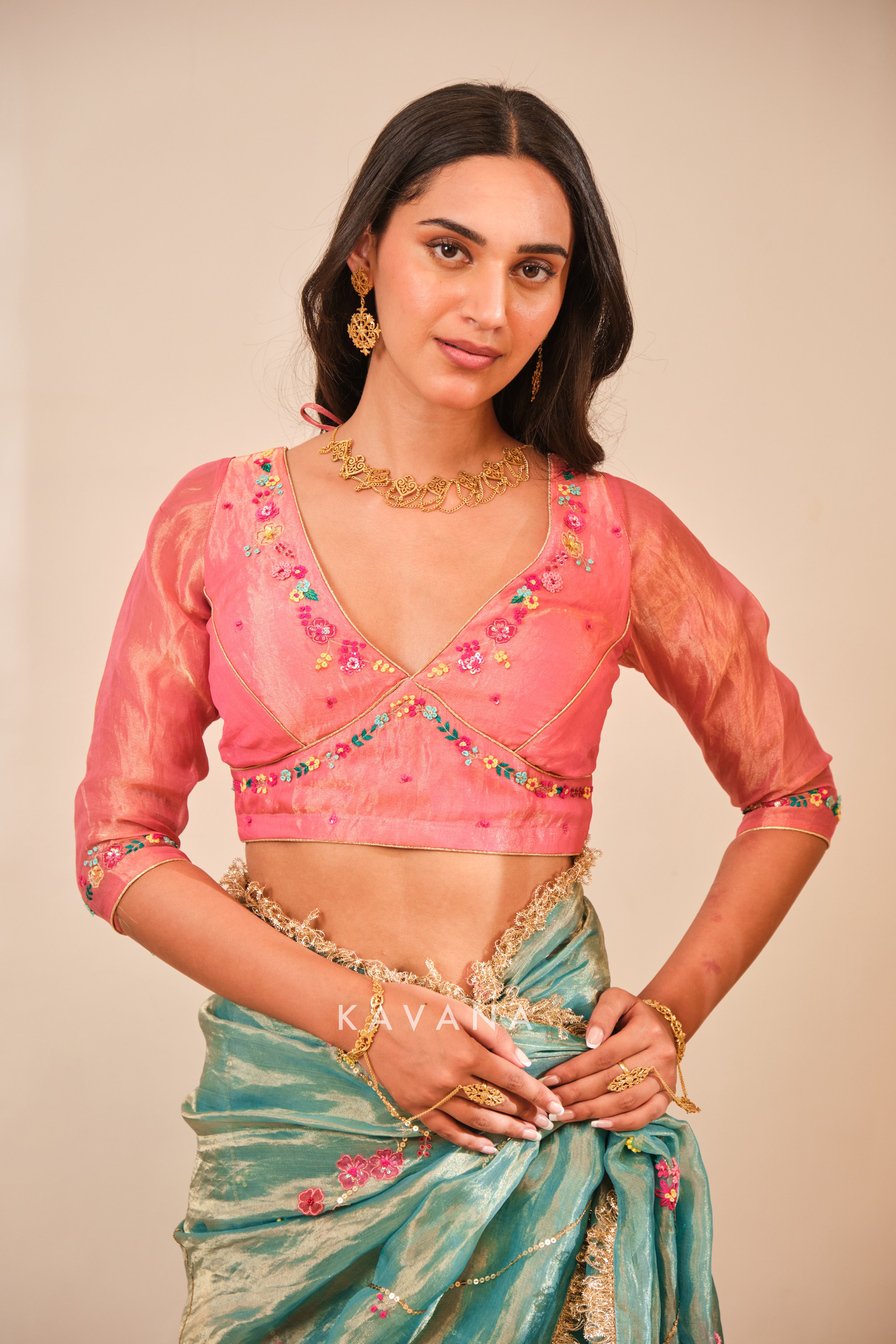 Emerald bloom blouse