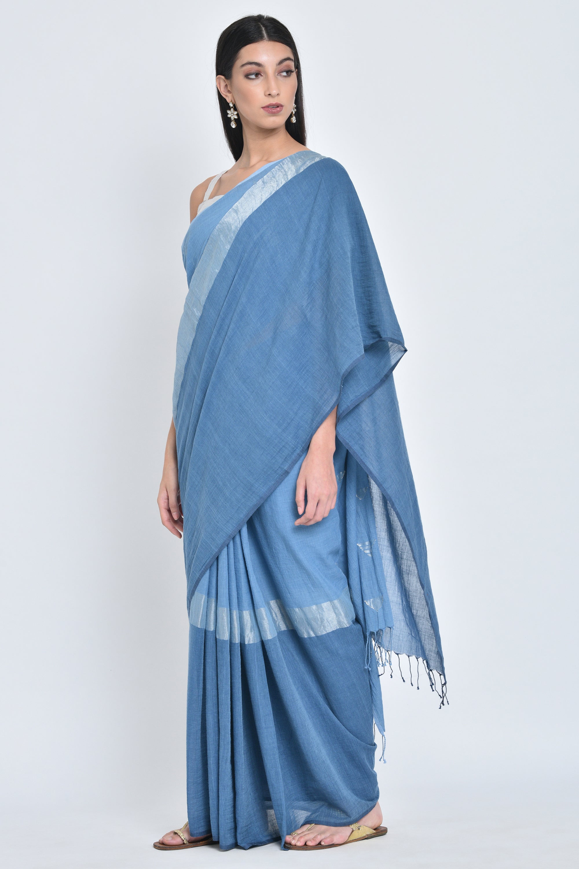 Ishi |Hanwoven Jamdani Organic Cotton Sari - kavana.in