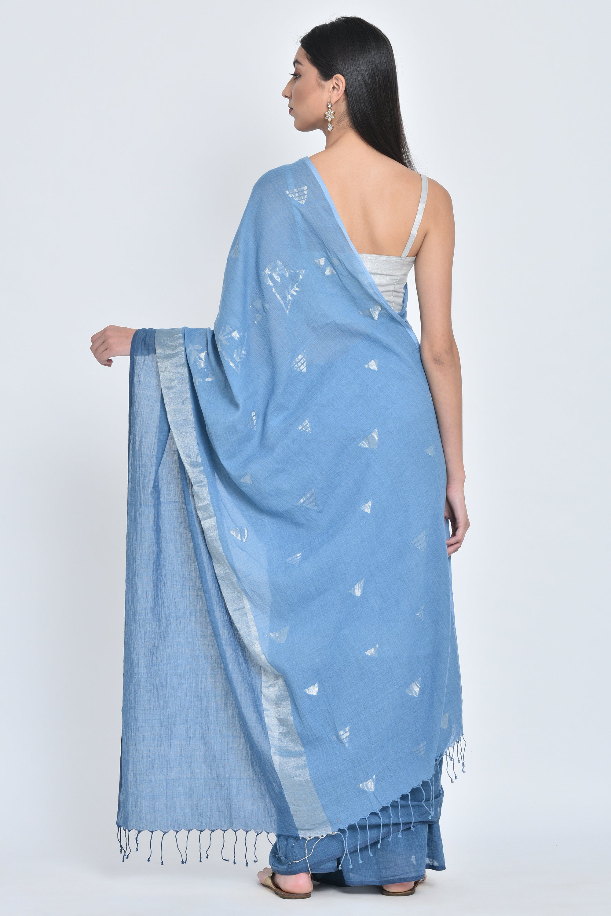 Ishi |Hanwoven Jamdani Organic Cotton Sari - kavana.in