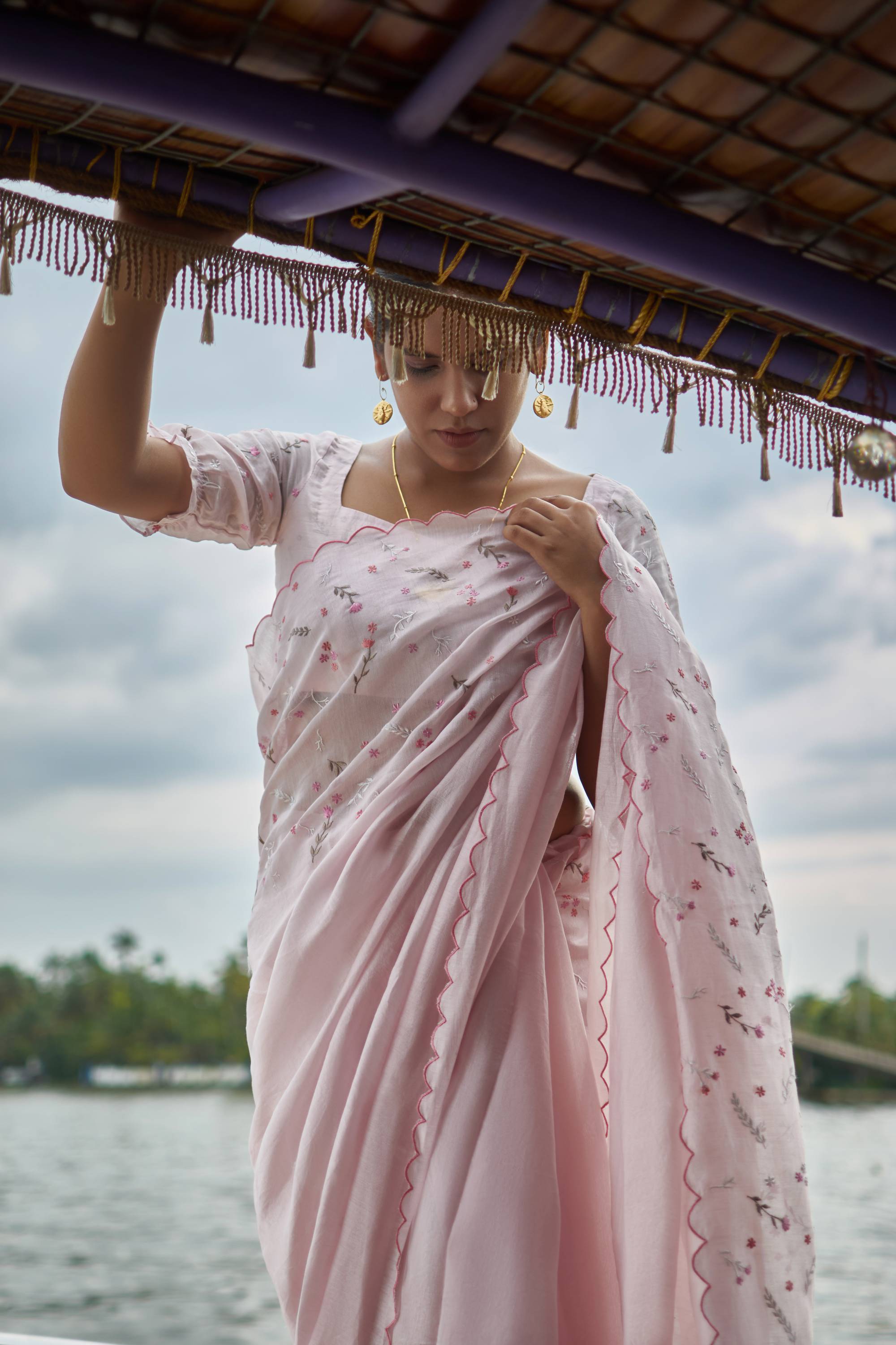 Pink Pepper │Pink handwoven chanderi sari - kavana.in