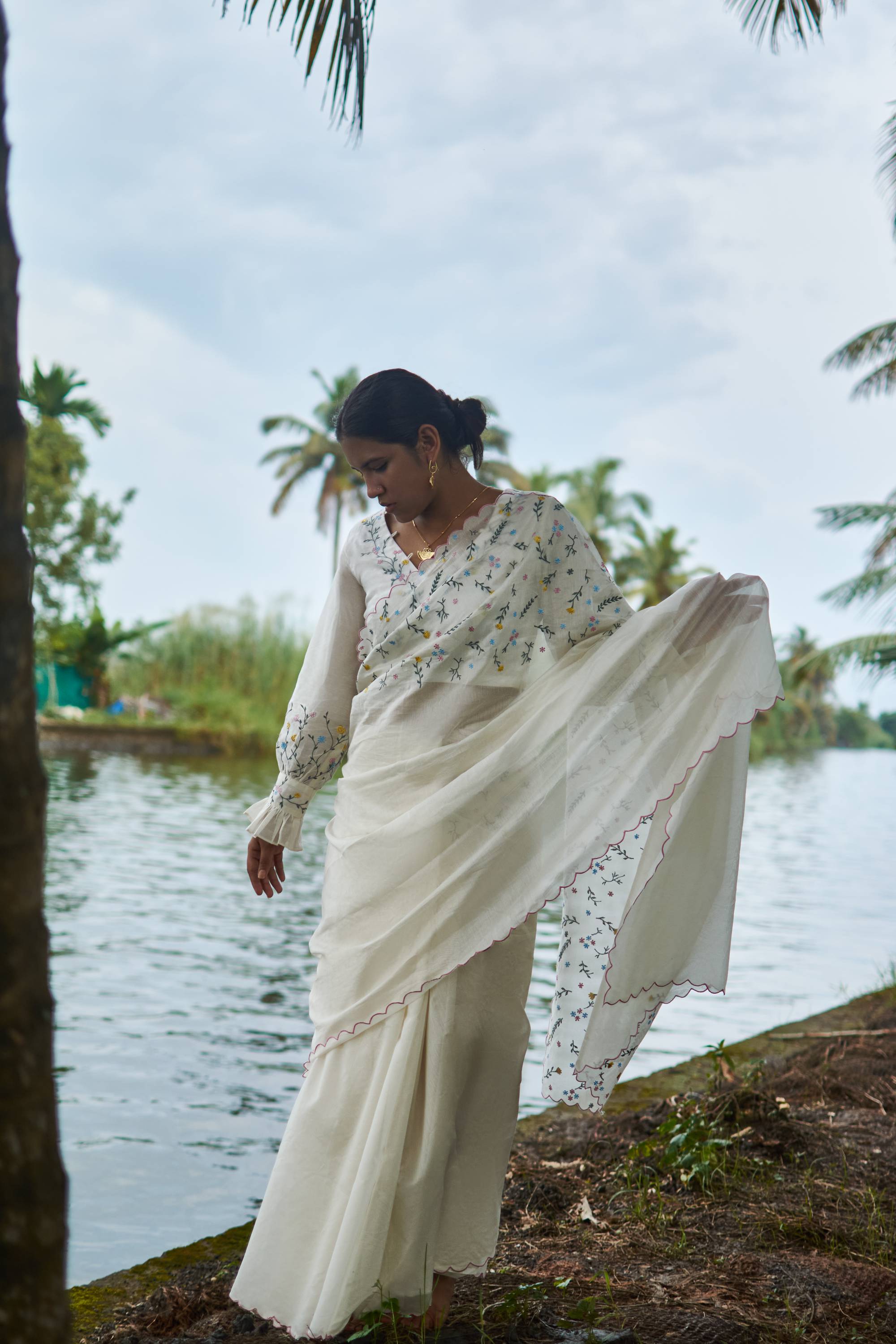 Mace│White embroidered blouse - kavana.in