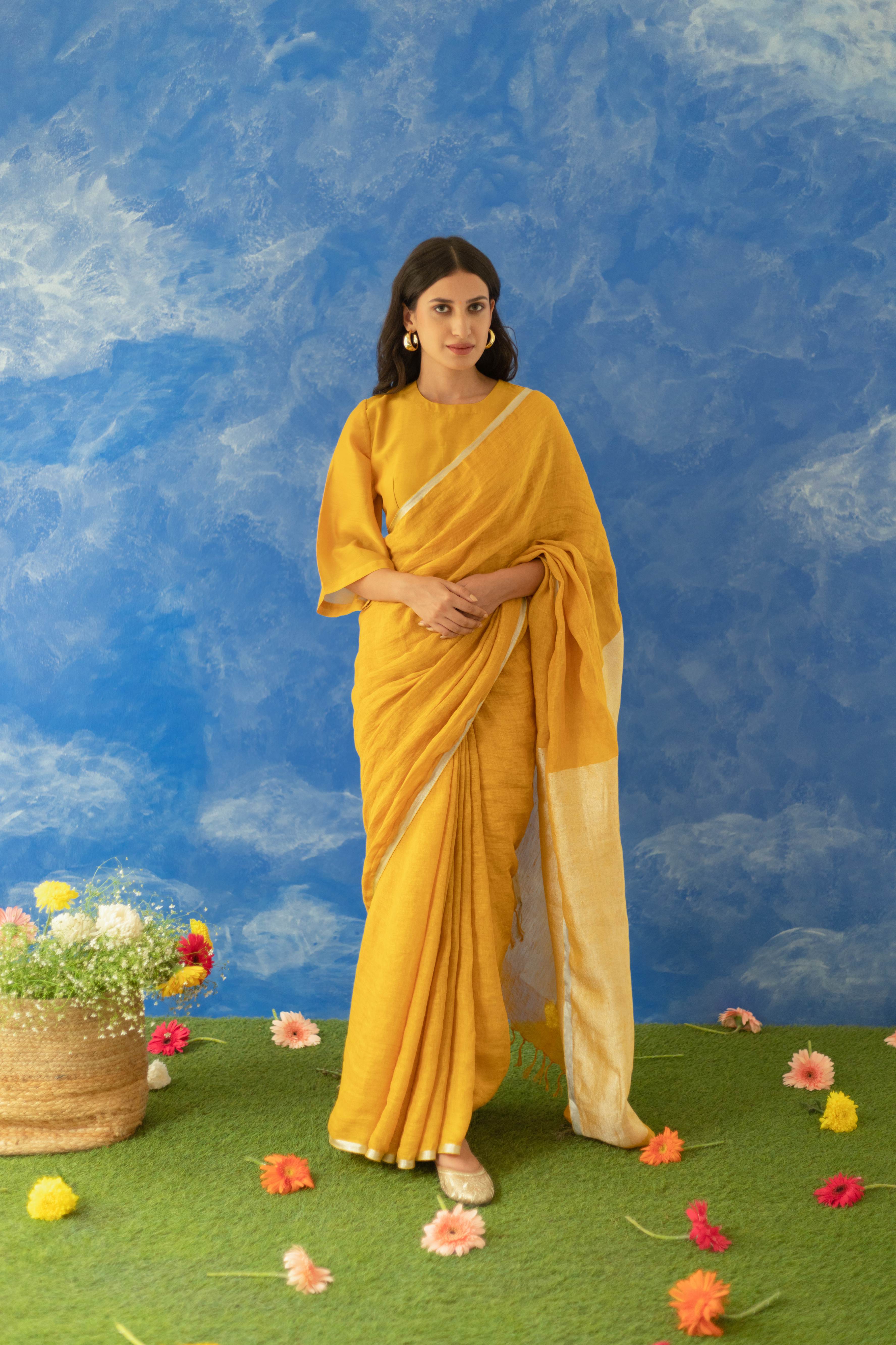 Nakshar Linen Sari