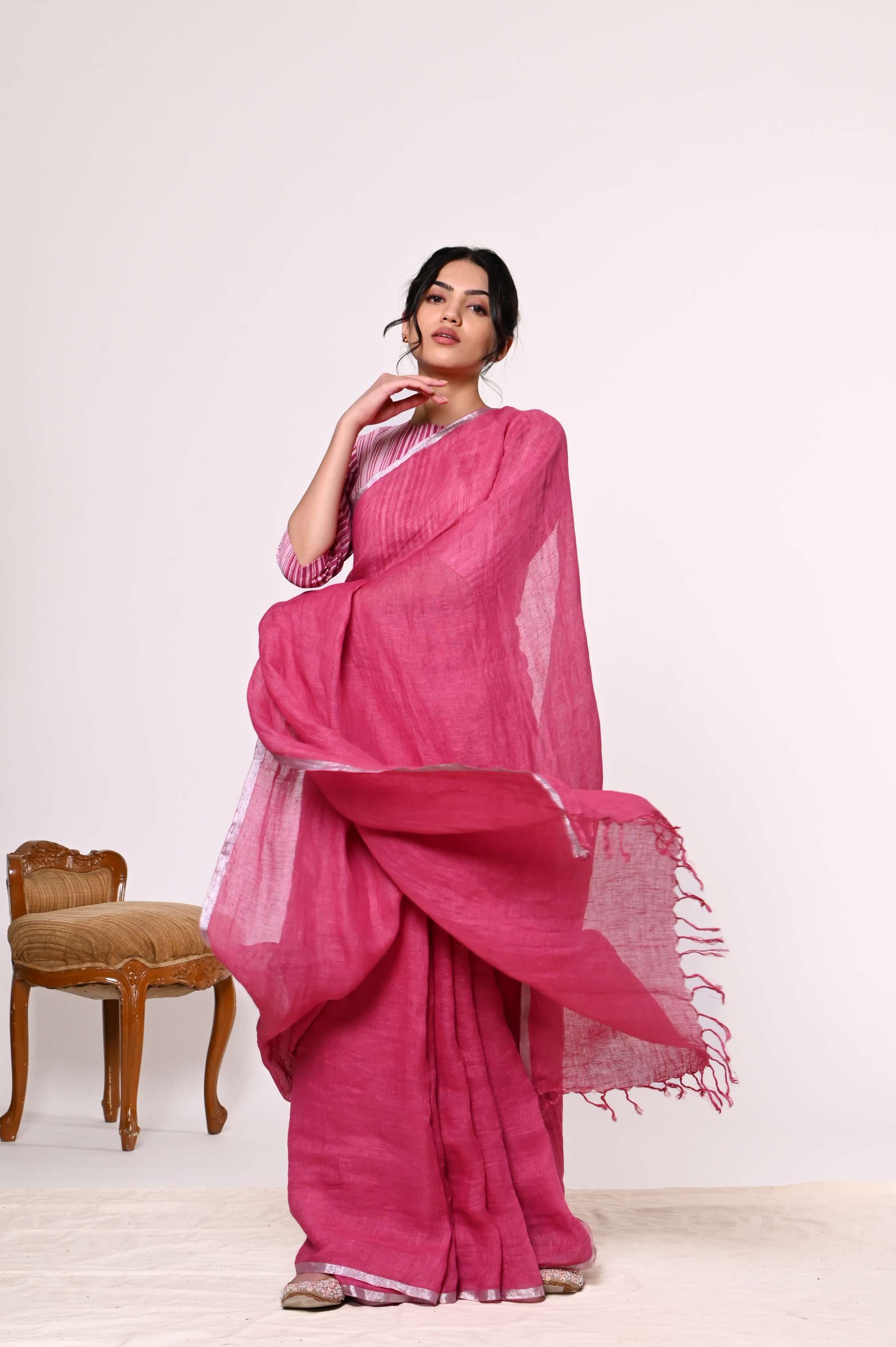 Ruby Linen Sari
