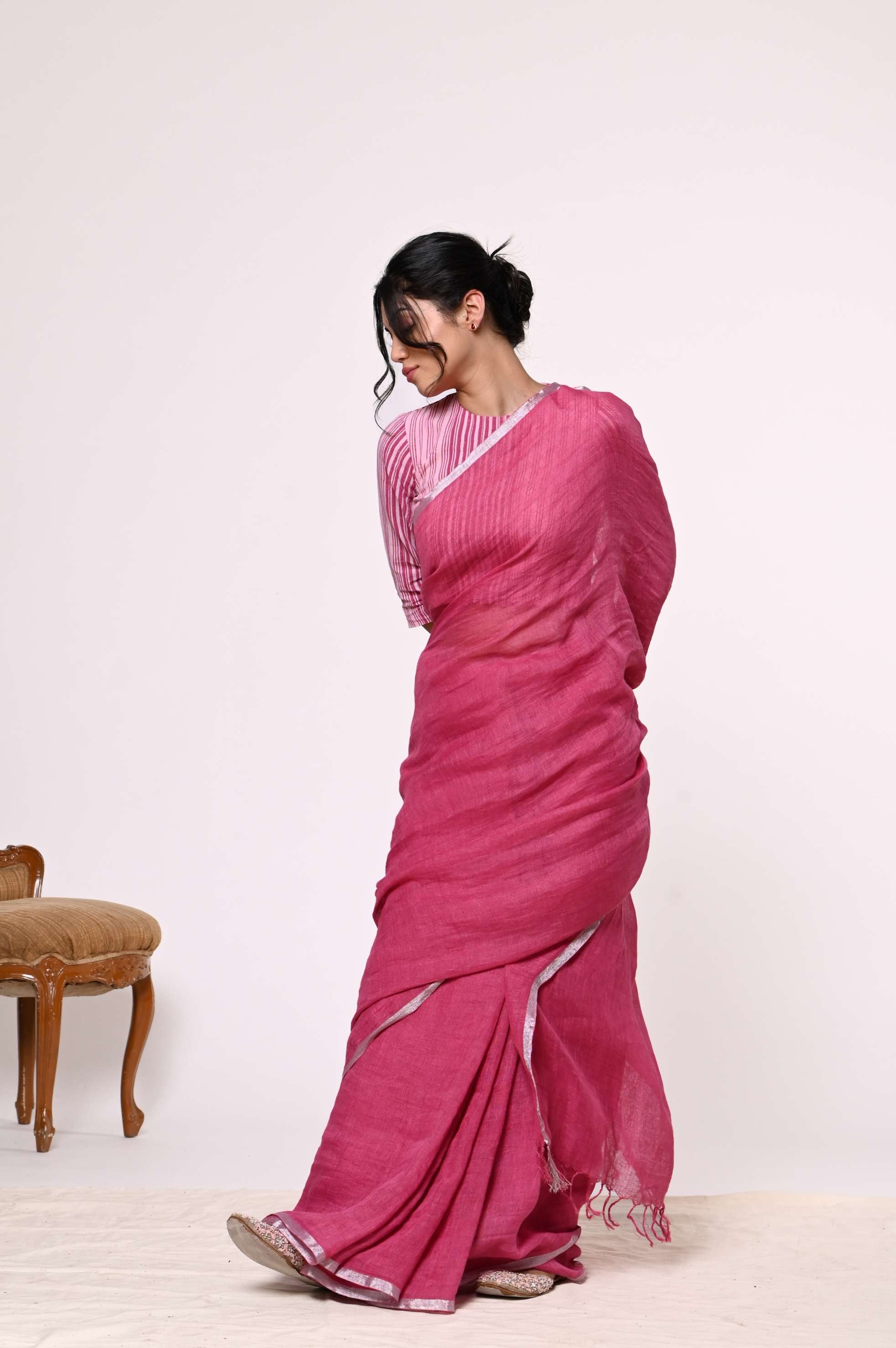 Ruby Linen Sari