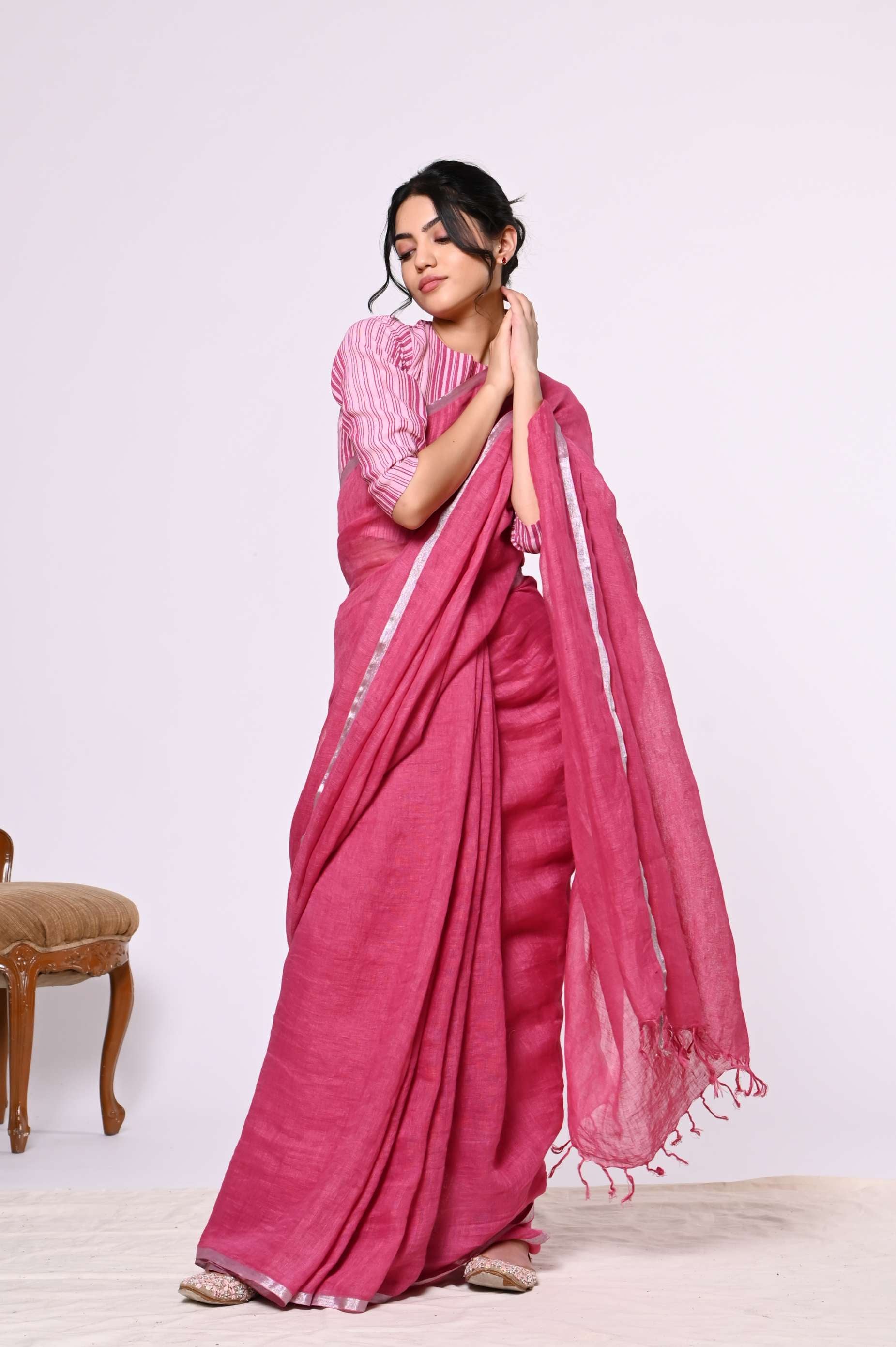 Ruby Linen Sari