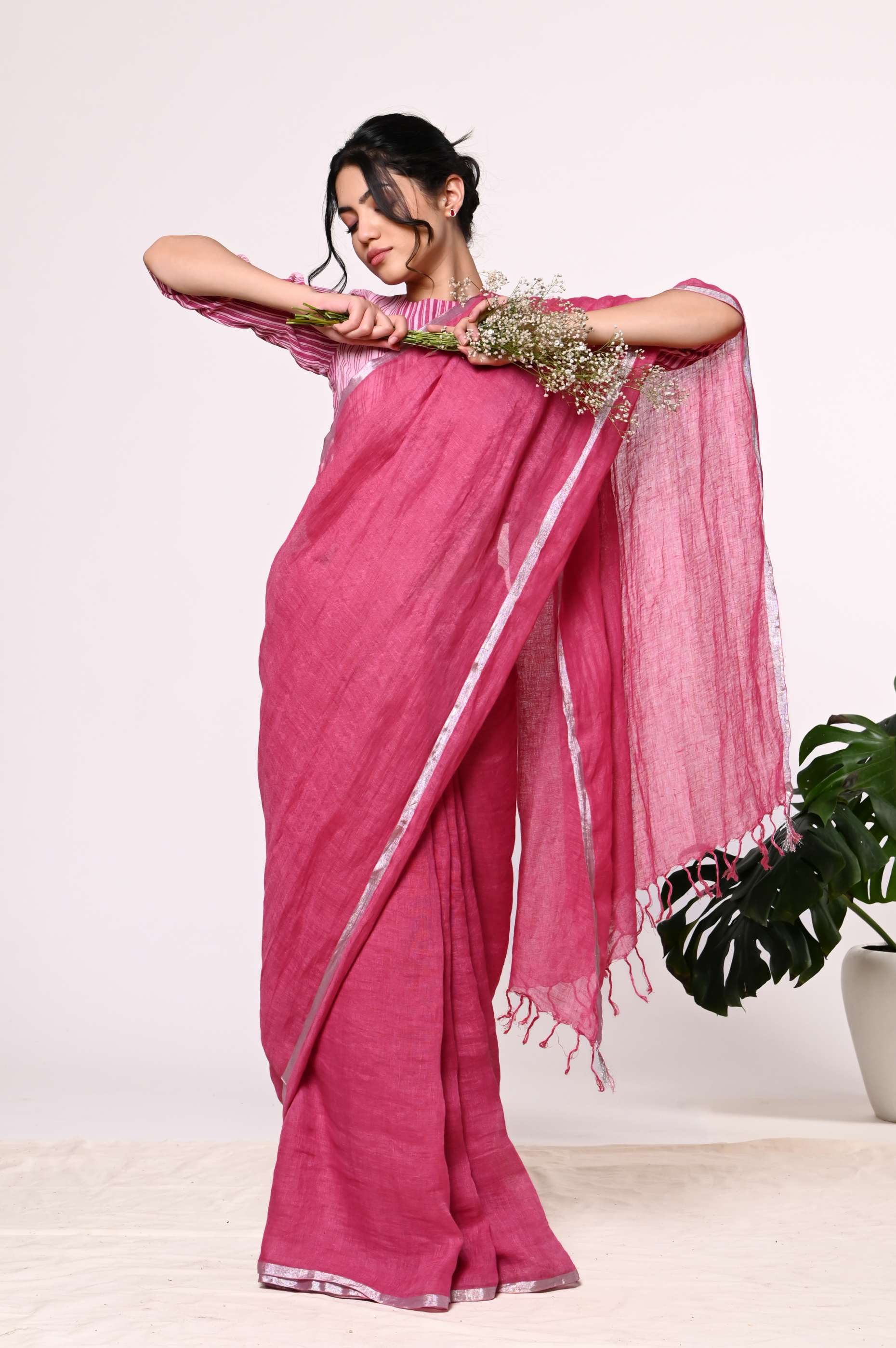 Ruby Linen Sari