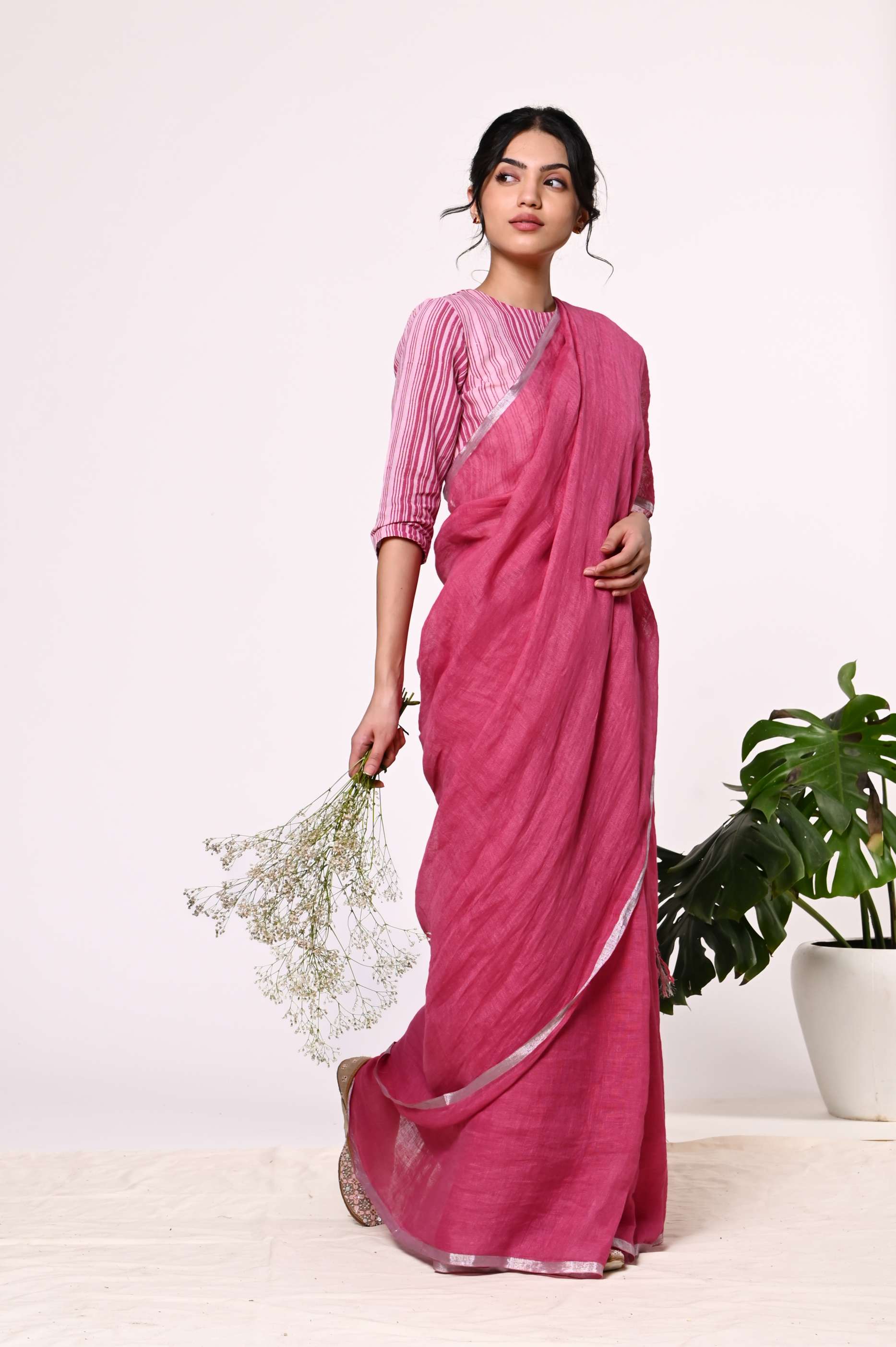 Ruby Linen Sari