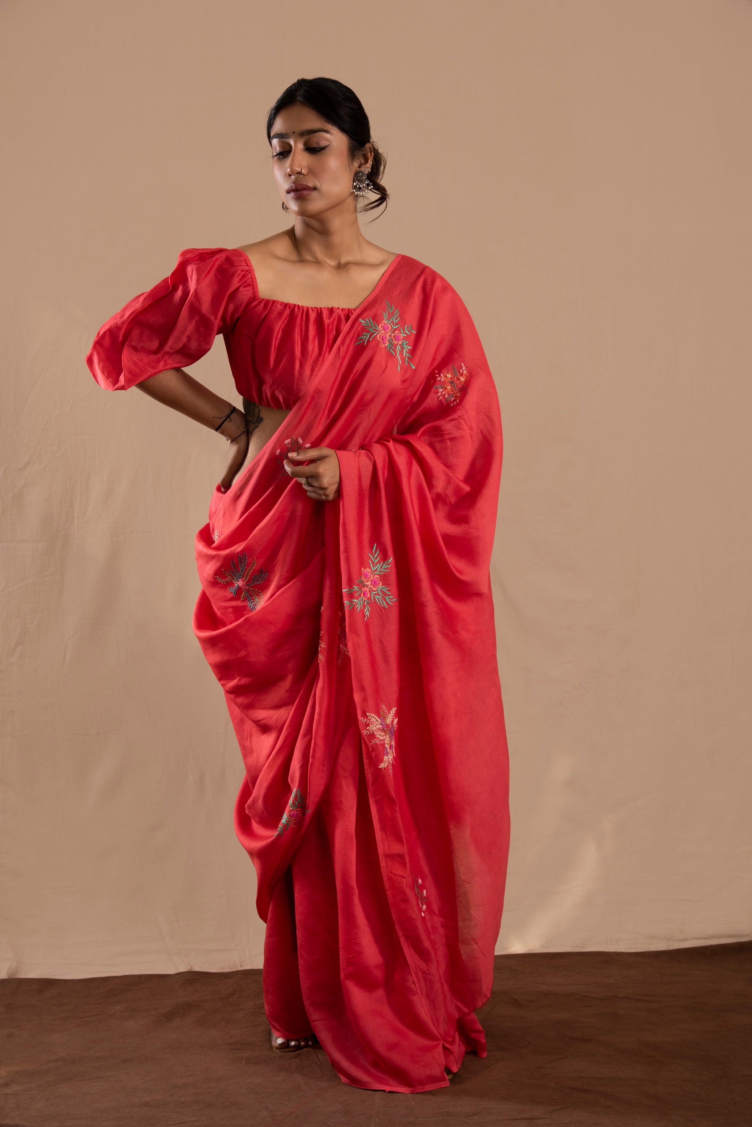 Parijaat Chanderi Sari