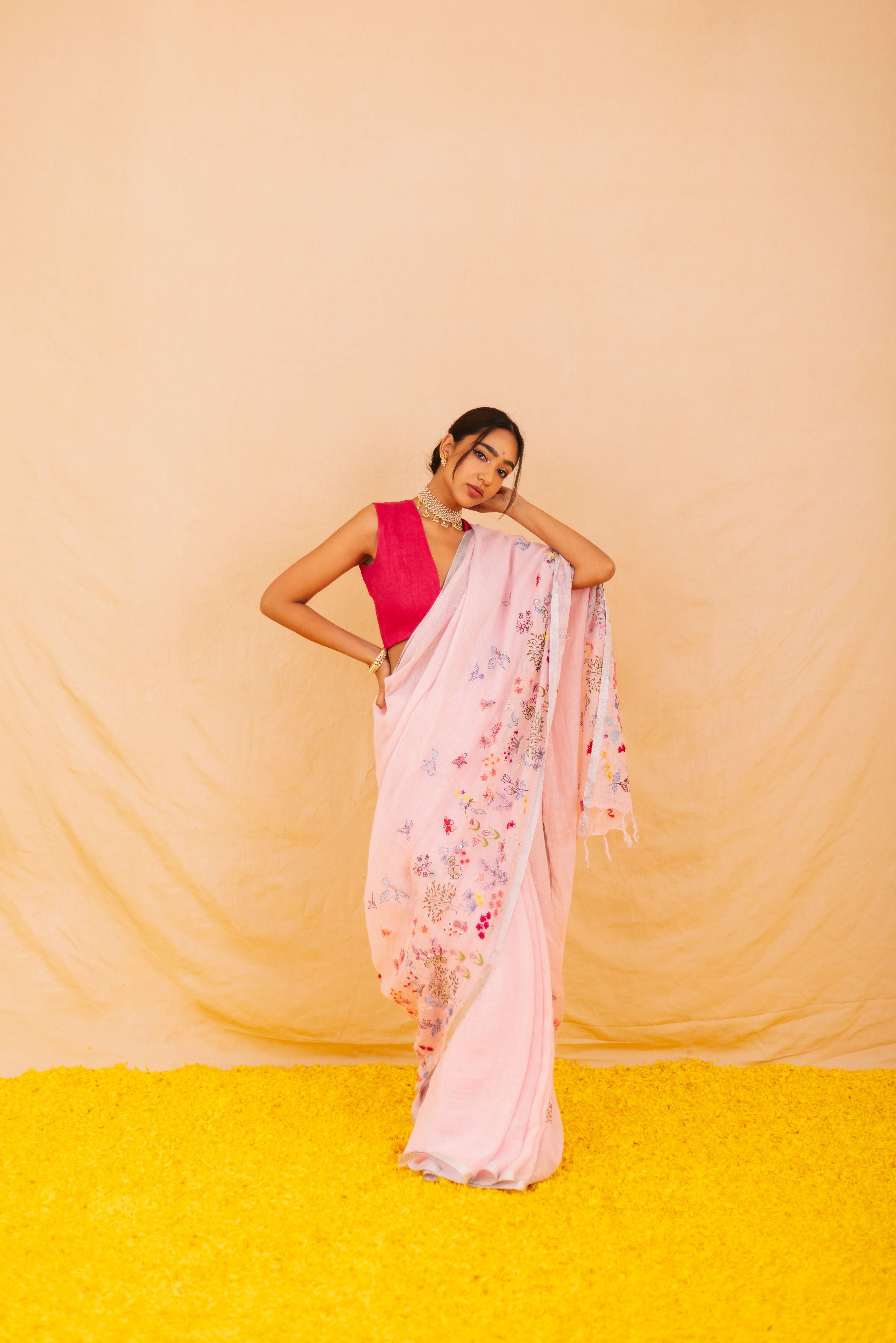 Jhilmil Linen Sari
